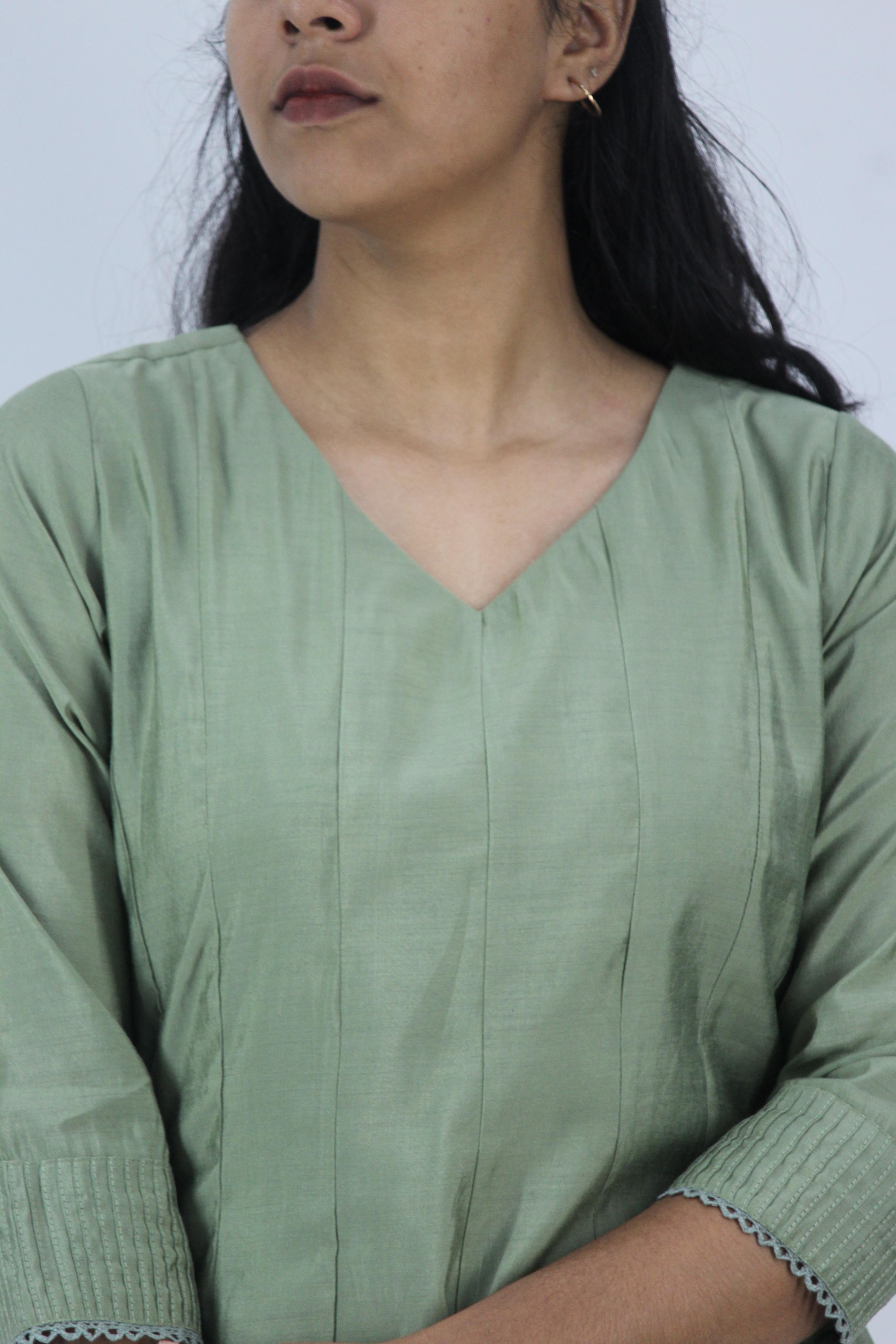 Chanderi Anarkali Solid Kurta