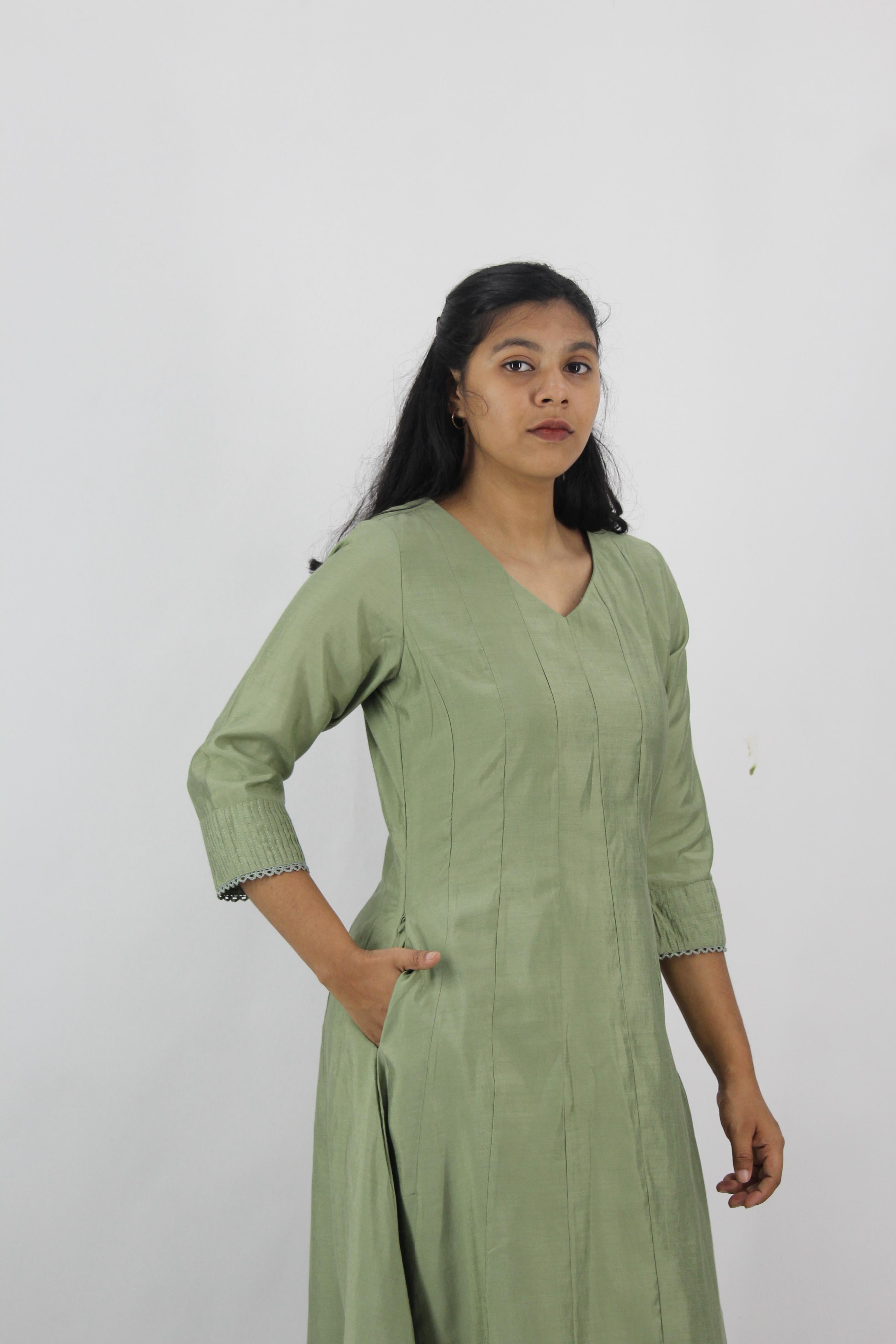Chanderi Anarkali Solid Kurta