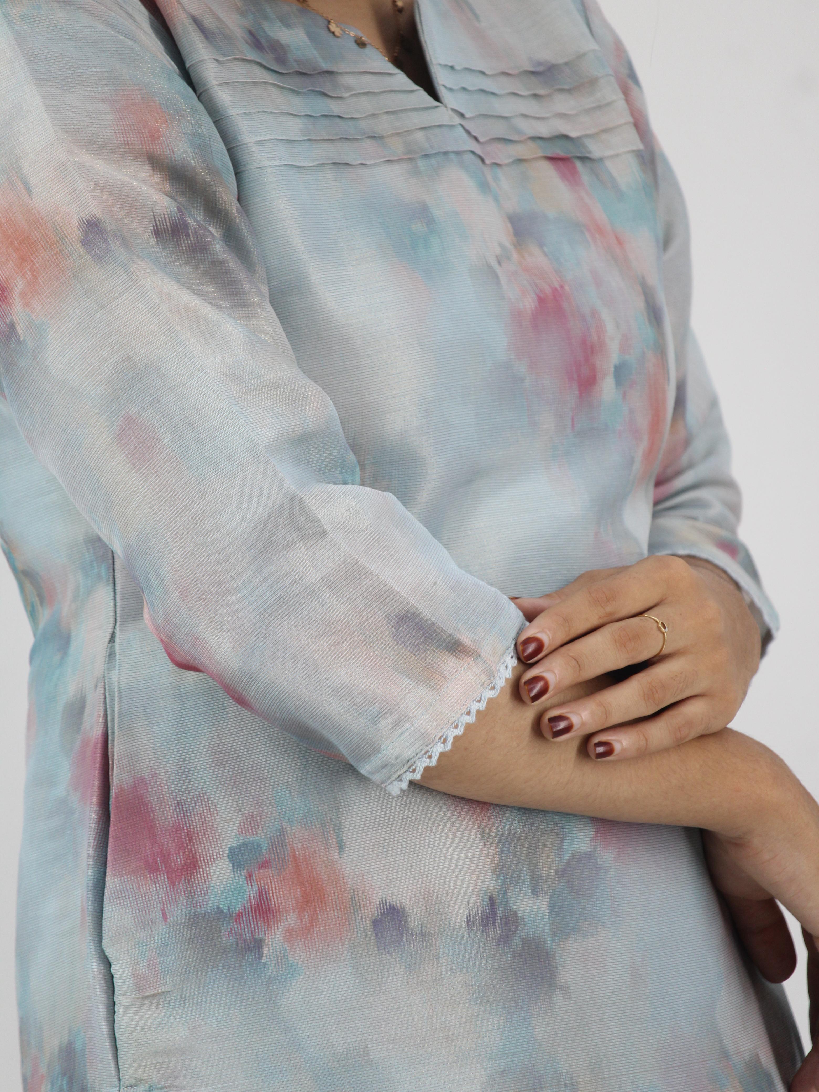 Poly Muslin Digital Simmer Silk Printed Straight Kurta