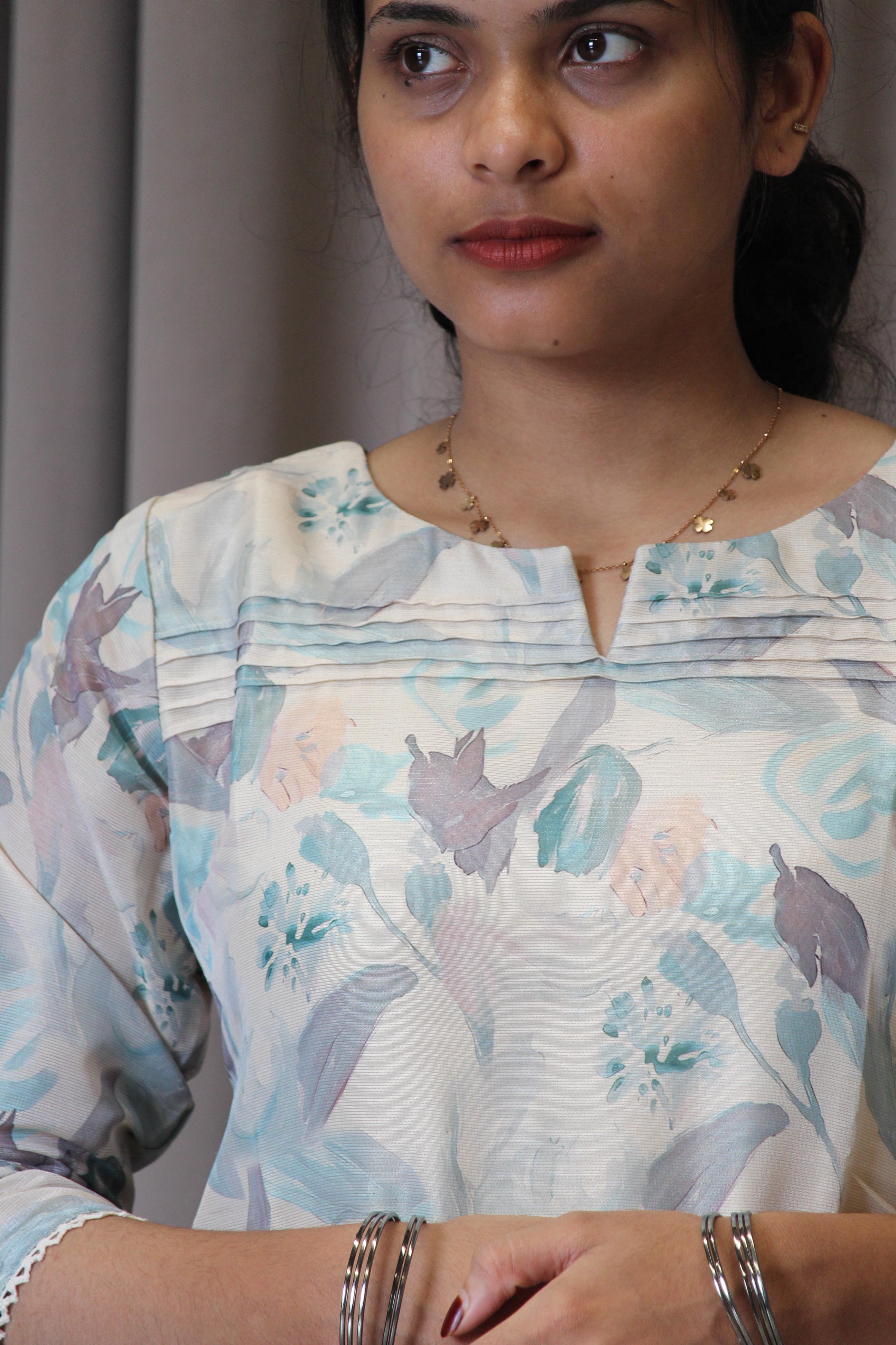 Poly Muslin Digital Simmer Silk Printed Straight Kurta