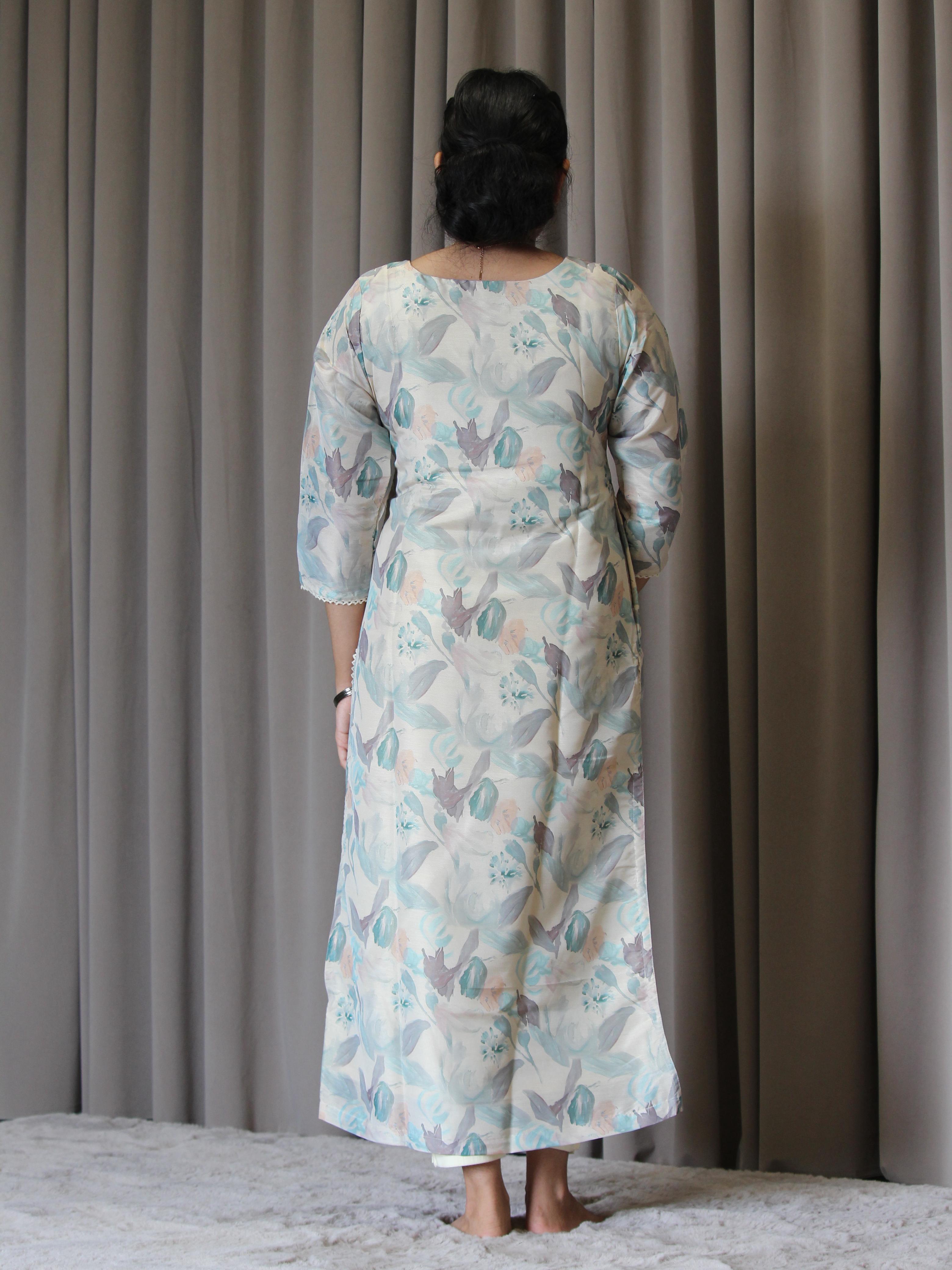 Poly Muslin Digital Simmer Silk Printed Straight Kurta