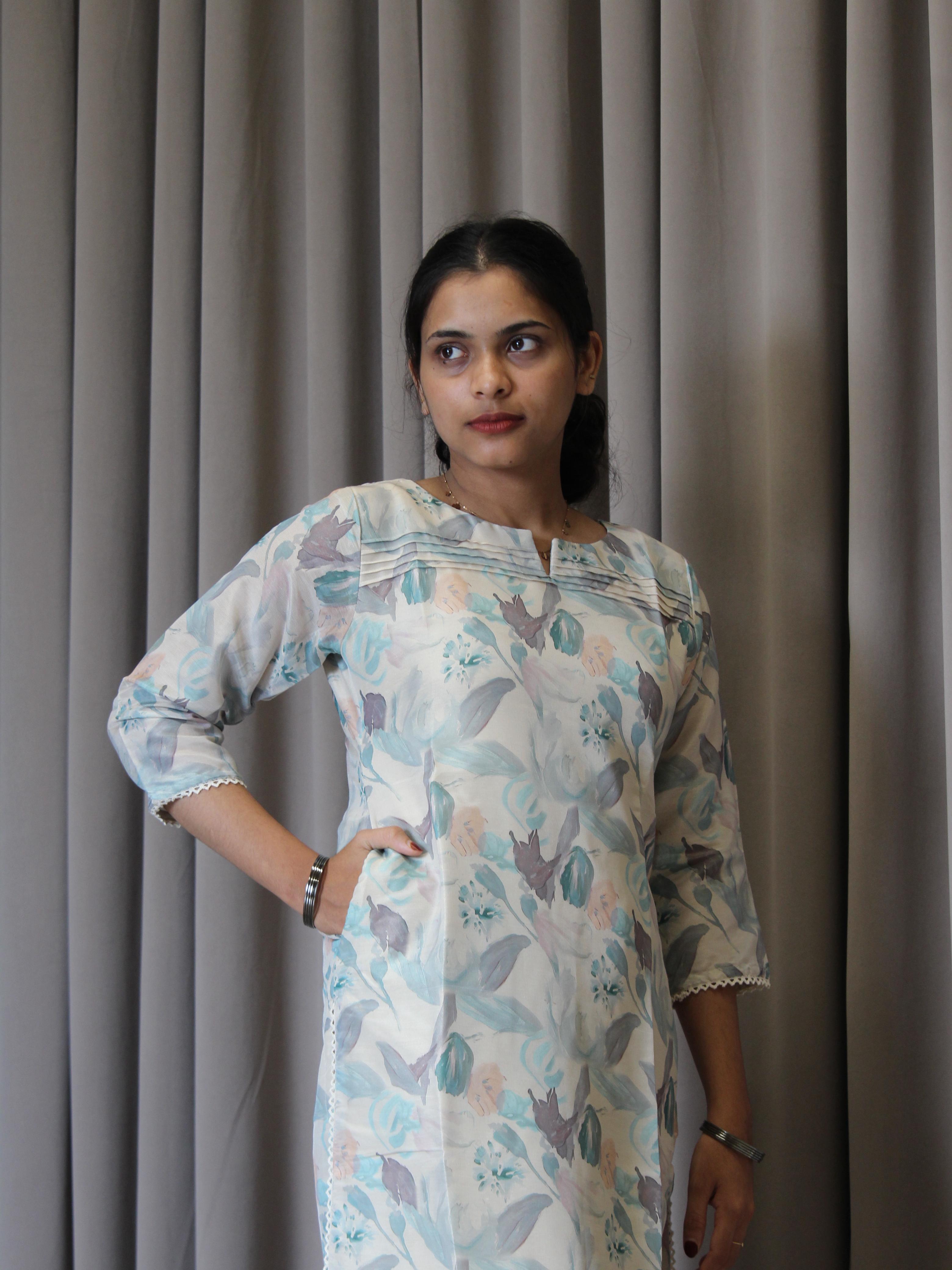 Poly Muslin Digital Simmer Silk Printed Straight Kurta