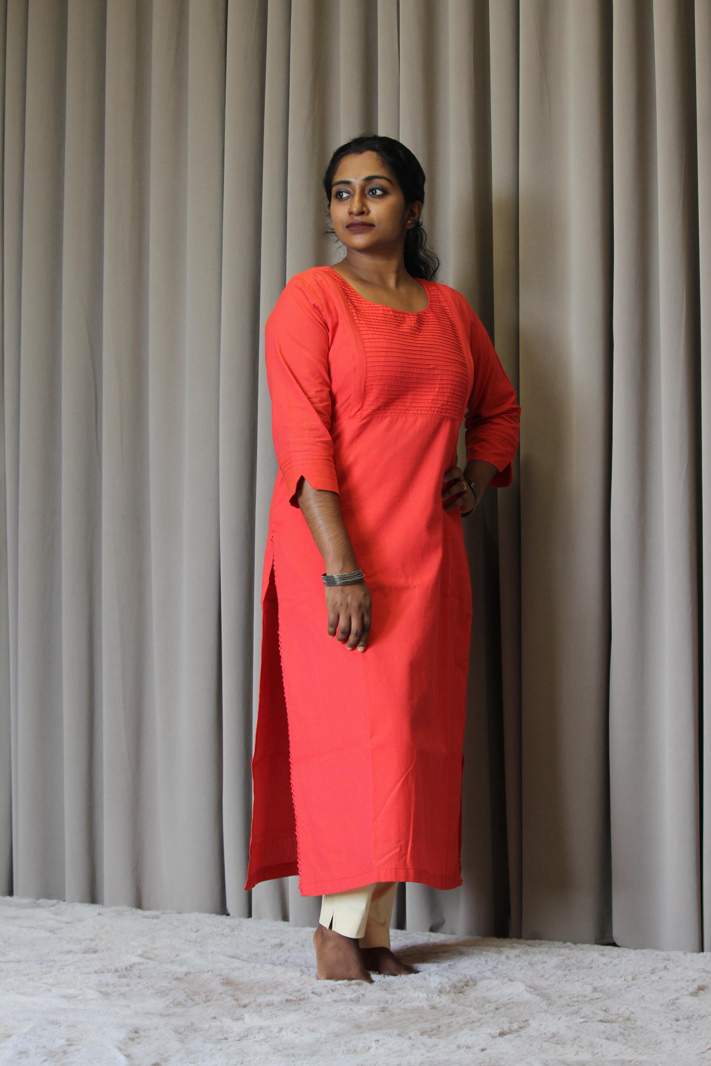 Cotton Solid Slitted Feeding Kurta