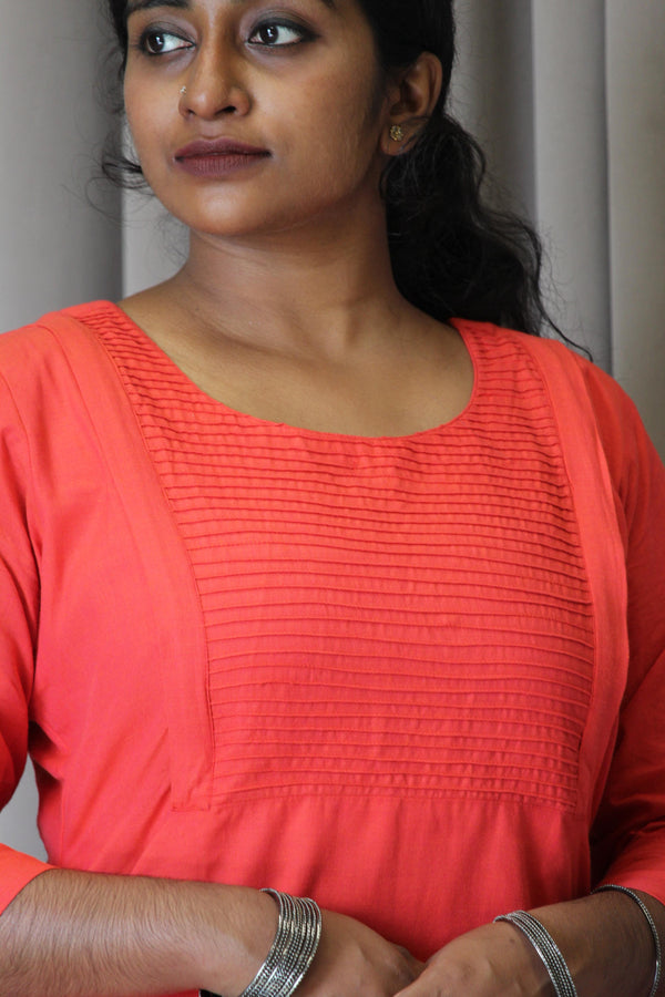 Cotton Solid Slitted Feeding Kurta