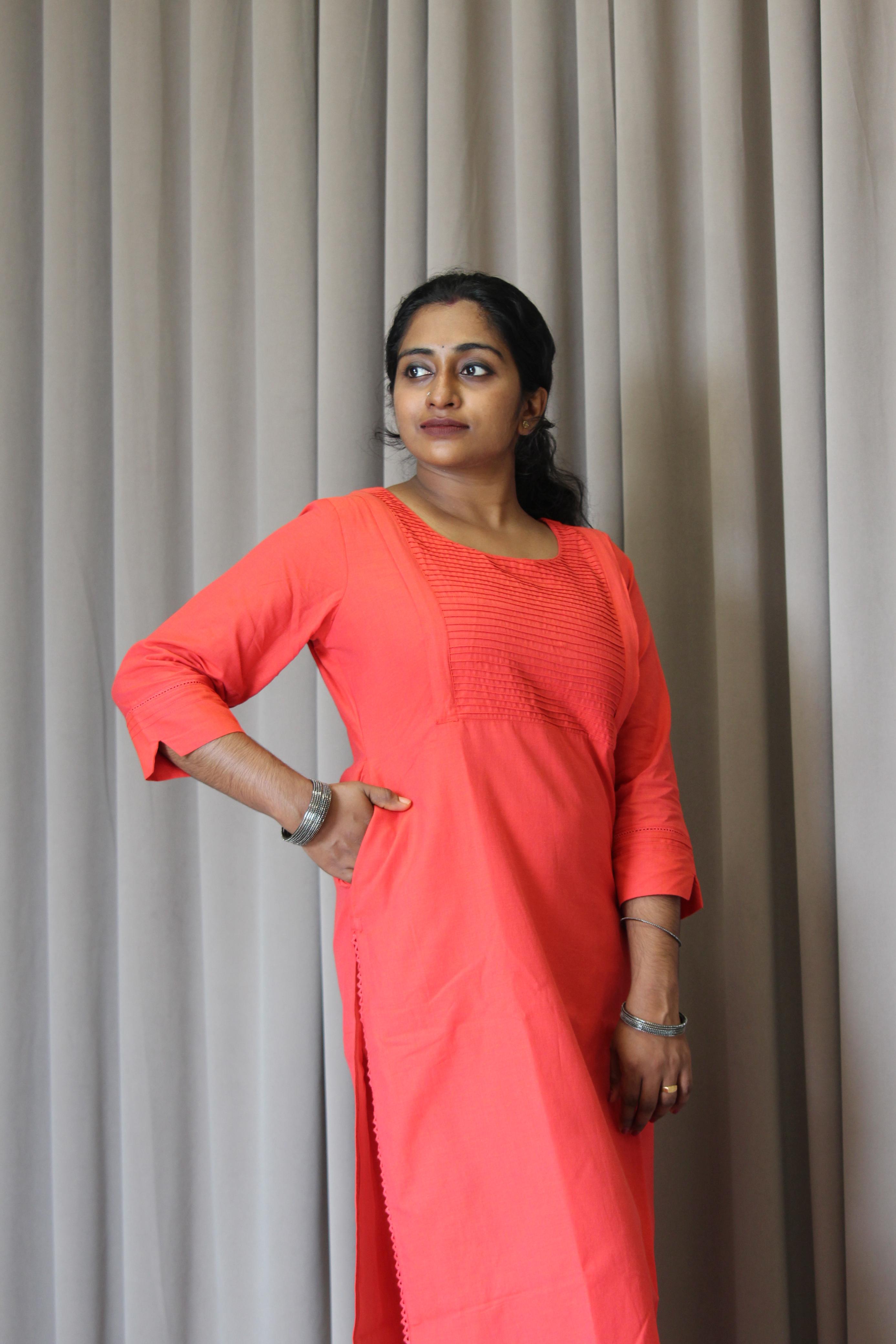 Cotton Solid Slitted Feeding Kurta
