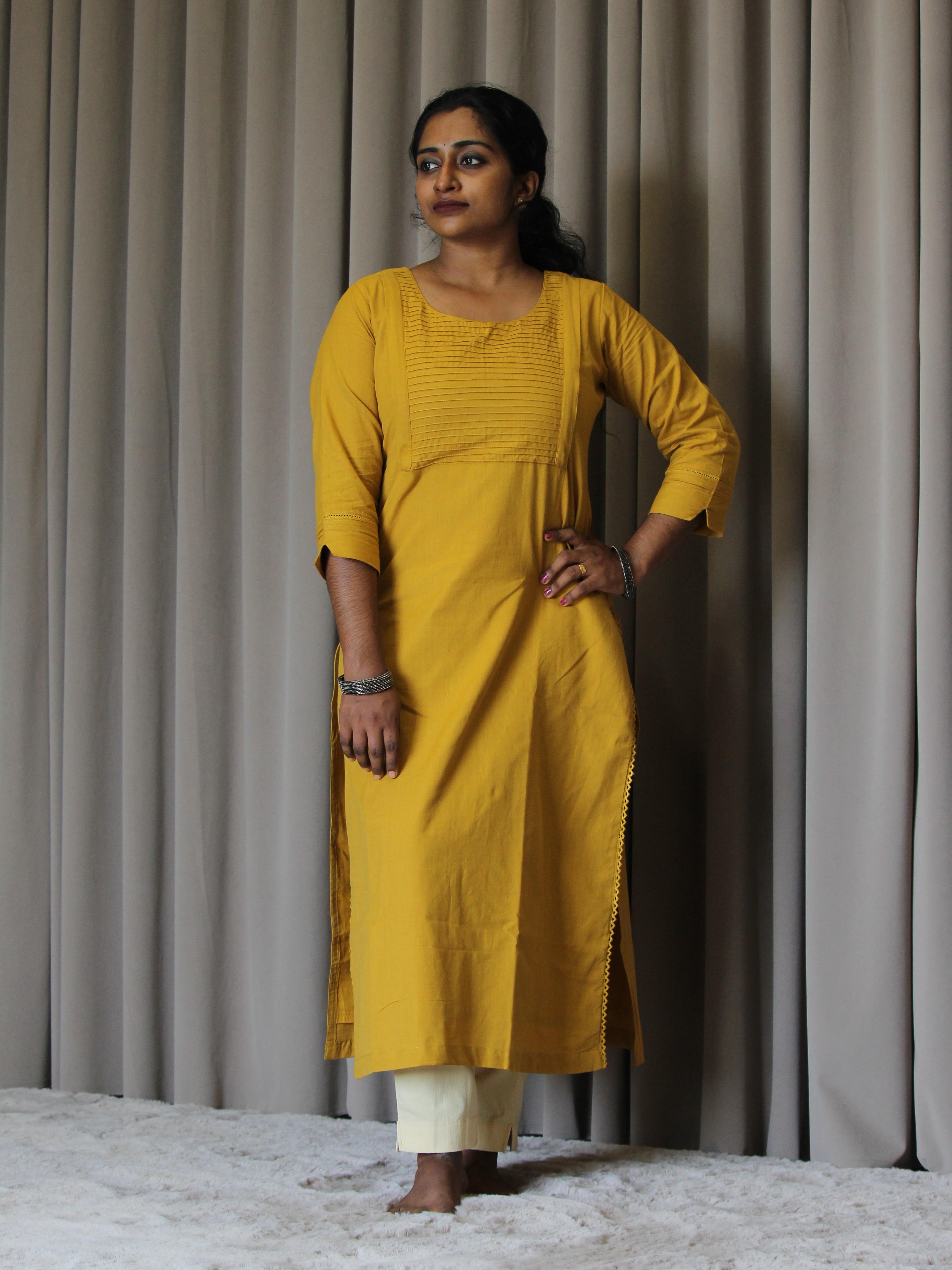 Cotton Solid Slitted Feeding Kurta