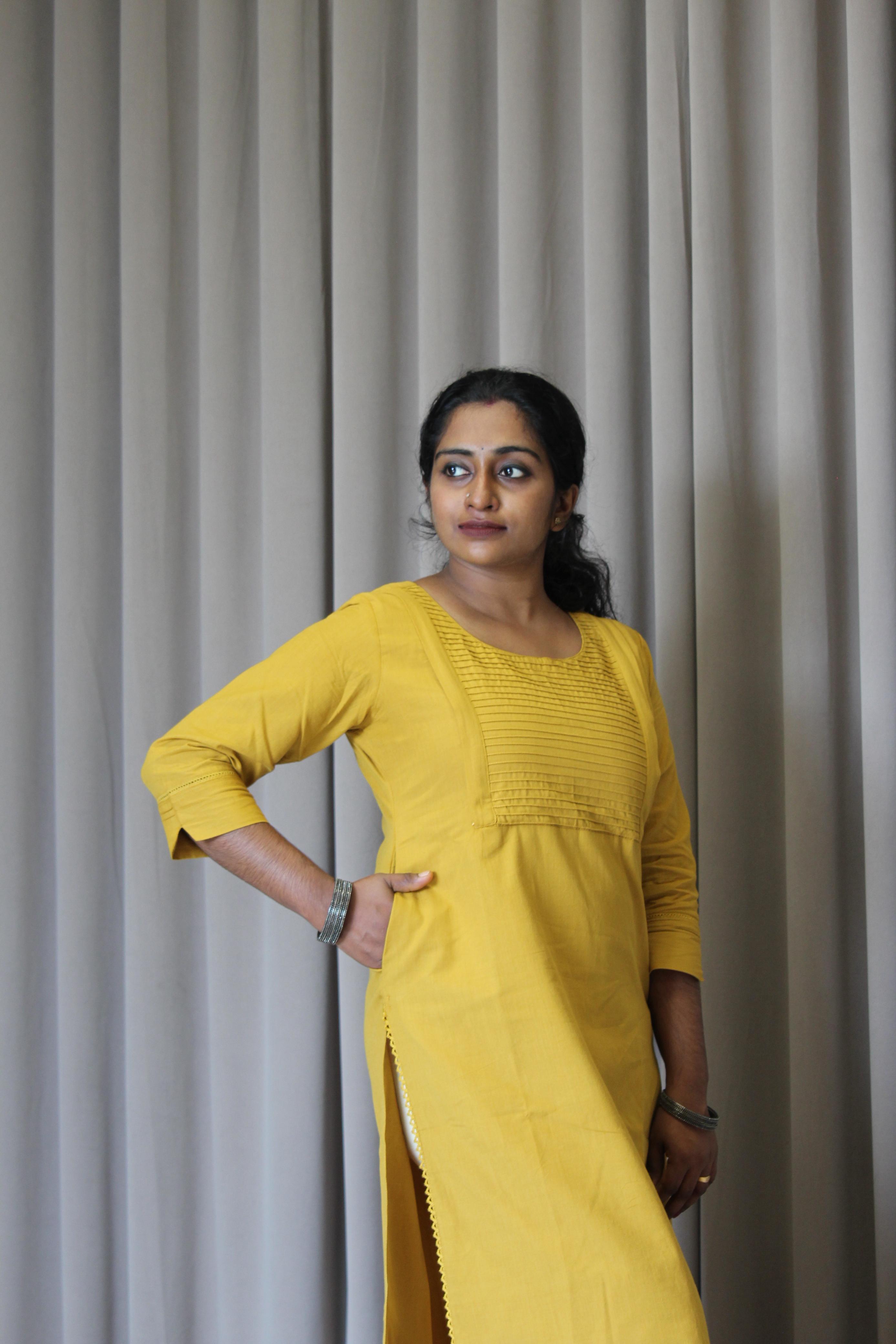 Cotton Solid Slitted Feeding Kurta