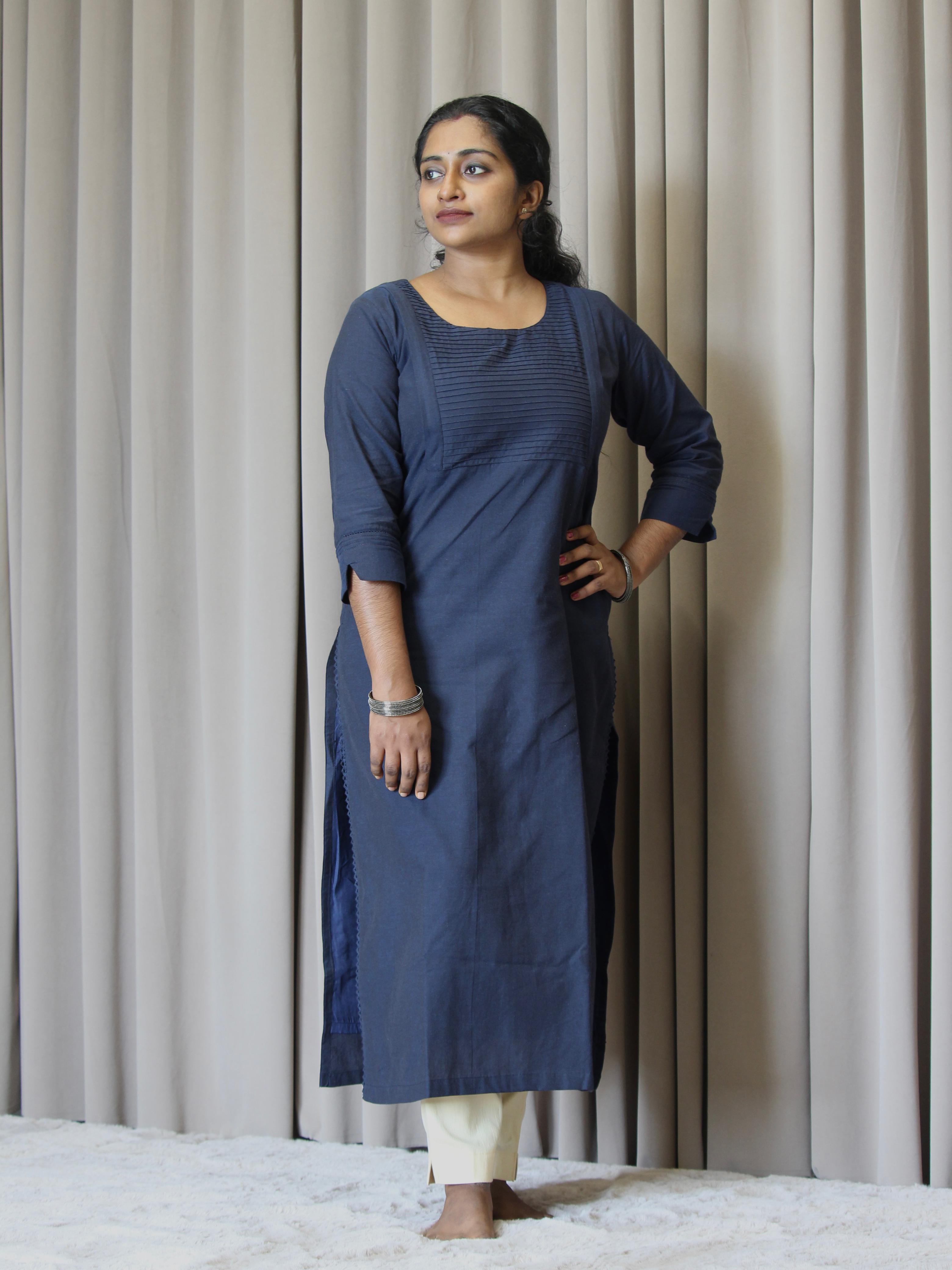 Cotton Solid Slitted Feeding Kurta