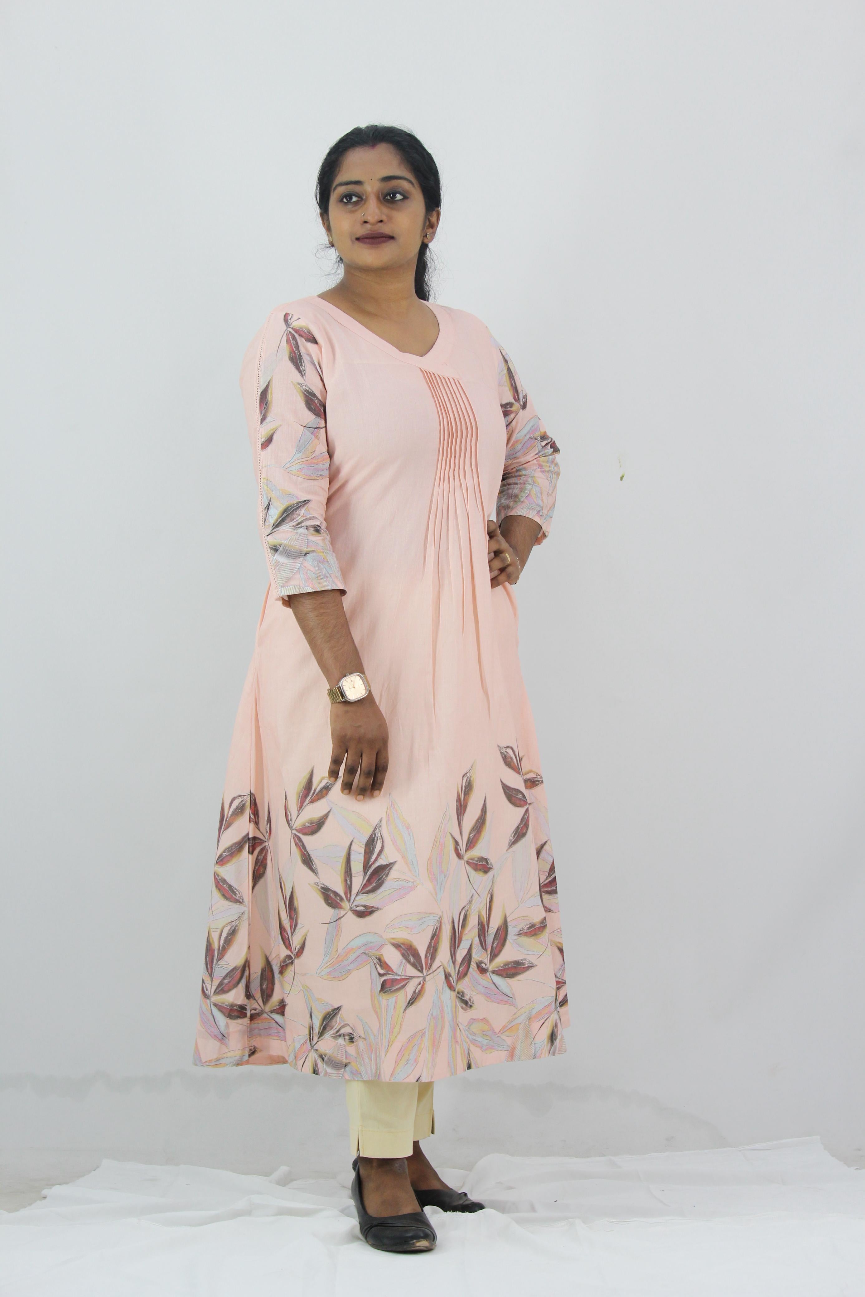 Linen Cotton Daman A-Line Kurta