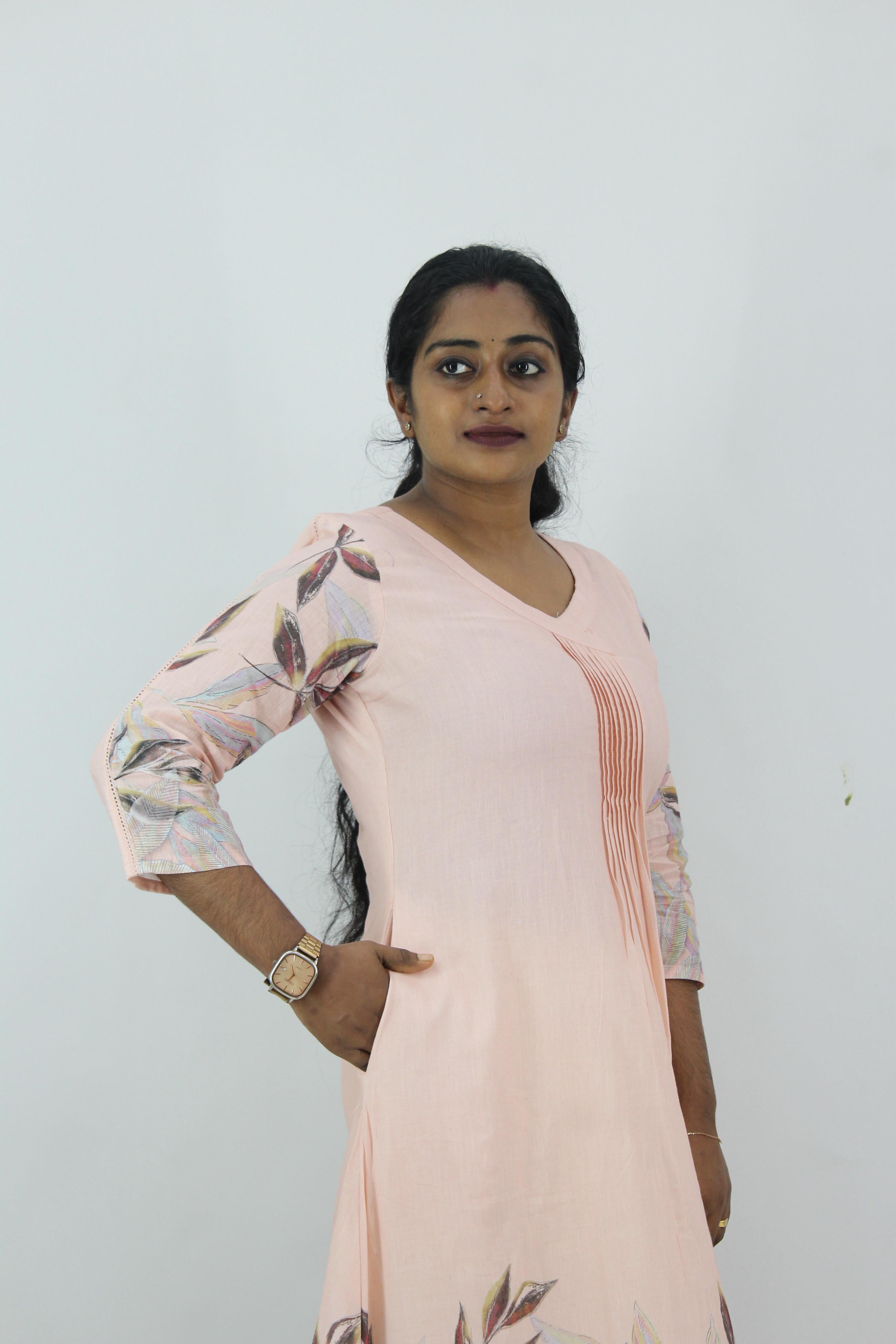 Linen Cotton Daman A-Line Kurta