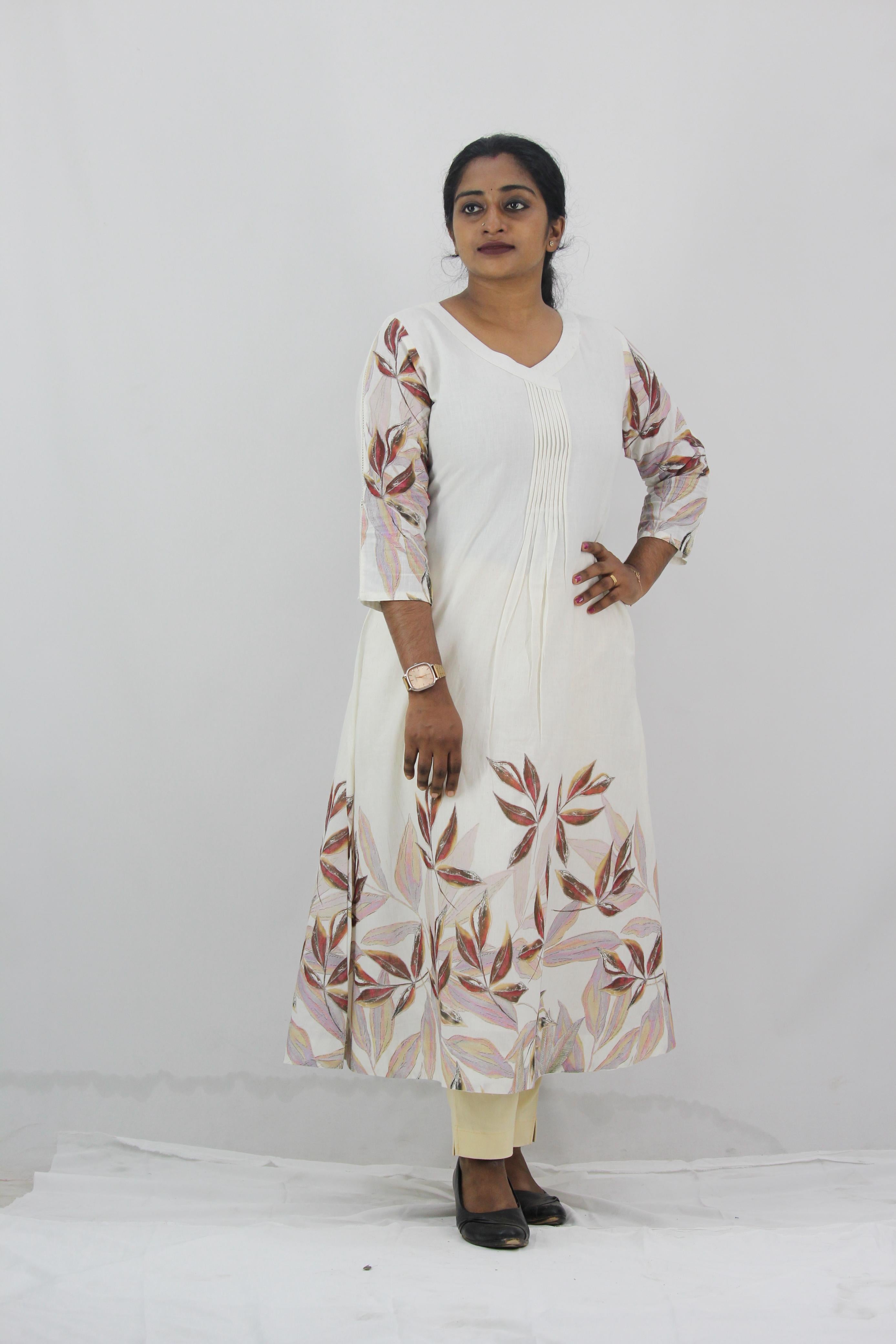 Linen Cotton Daman A-Line Kurta