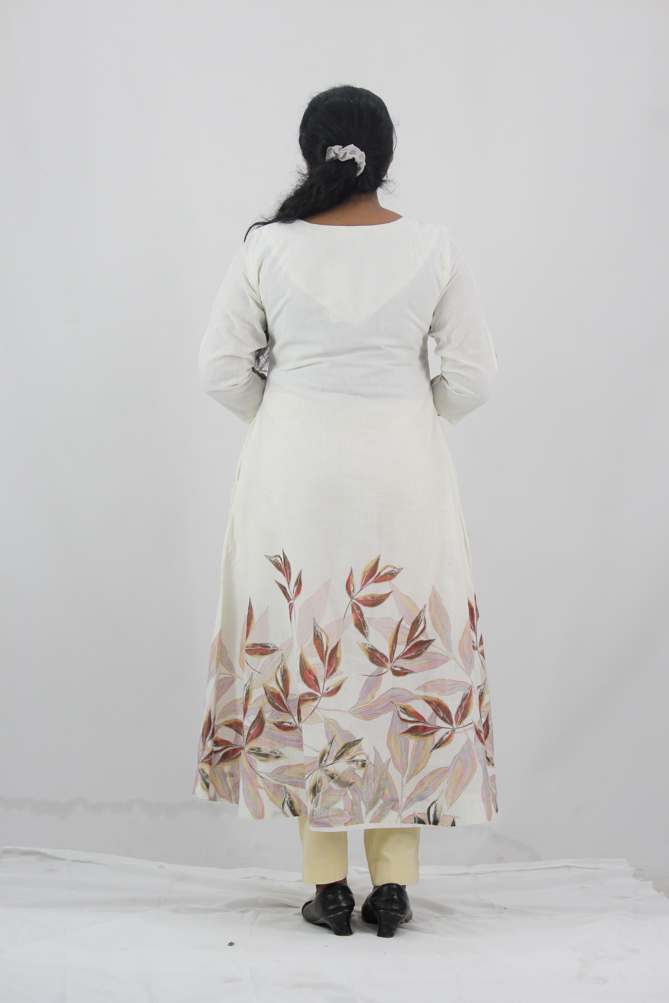 Linen Cotton Daman A-Line Kurta