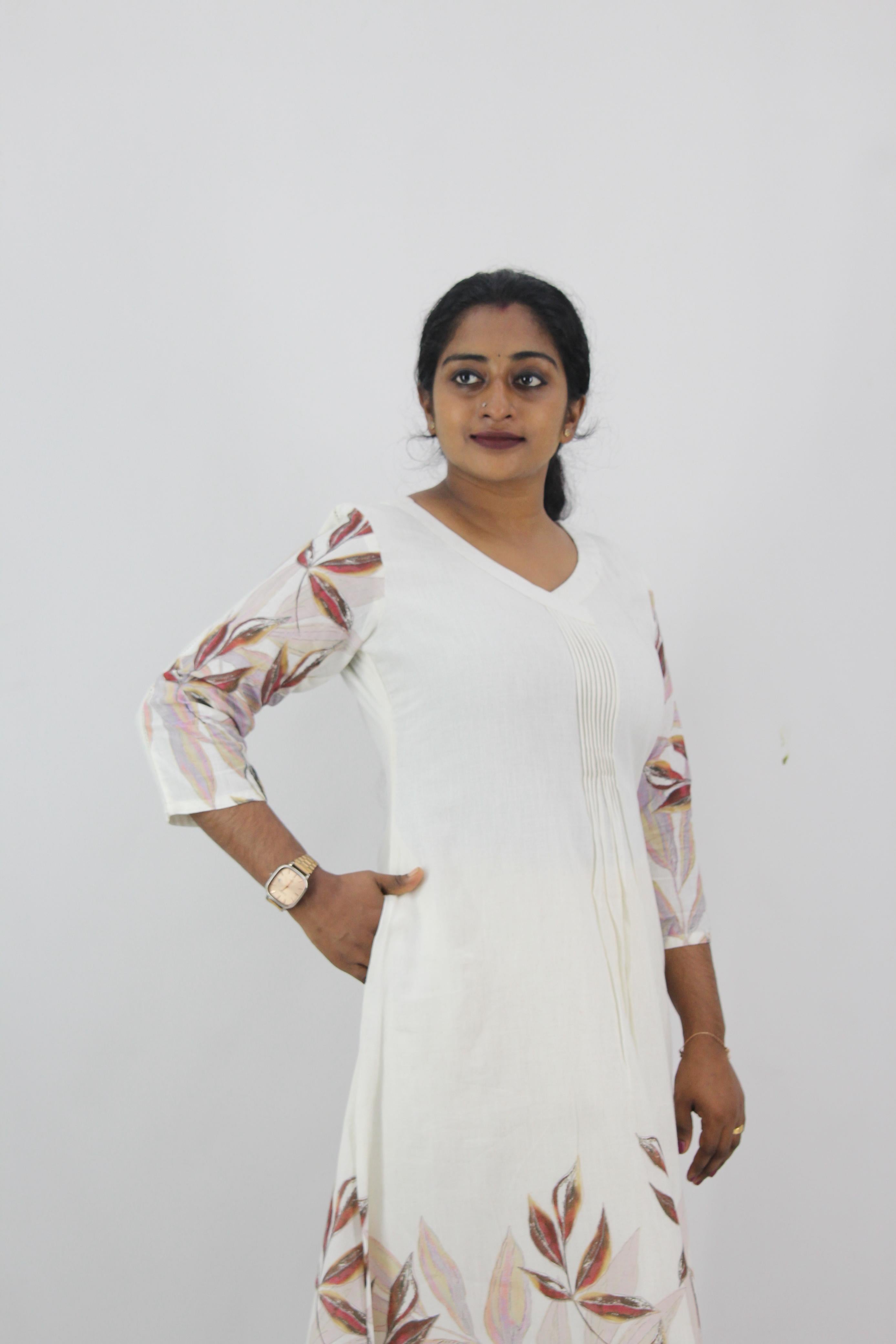 Linen Cotton Daman A-Line Kurta