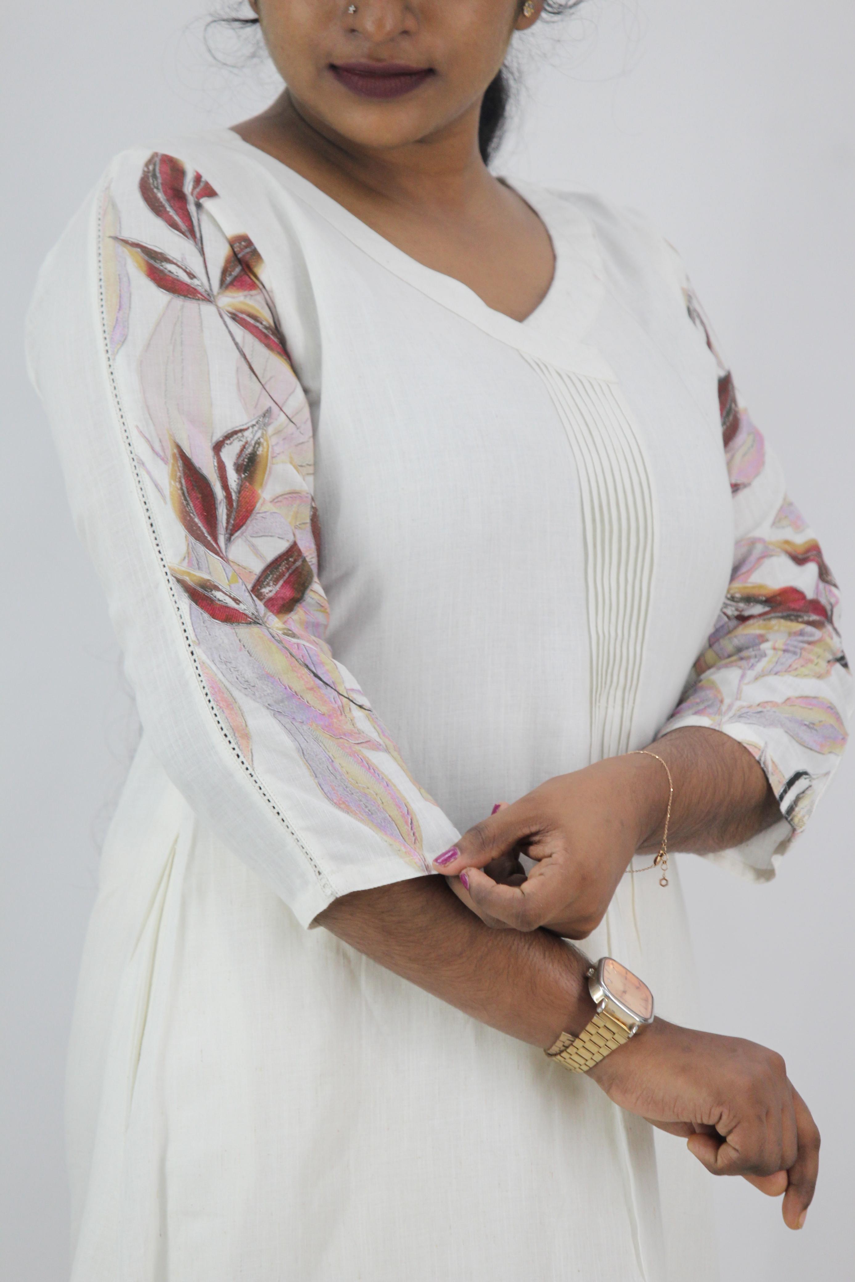 Linen Cotton Daman A-Line Kurta