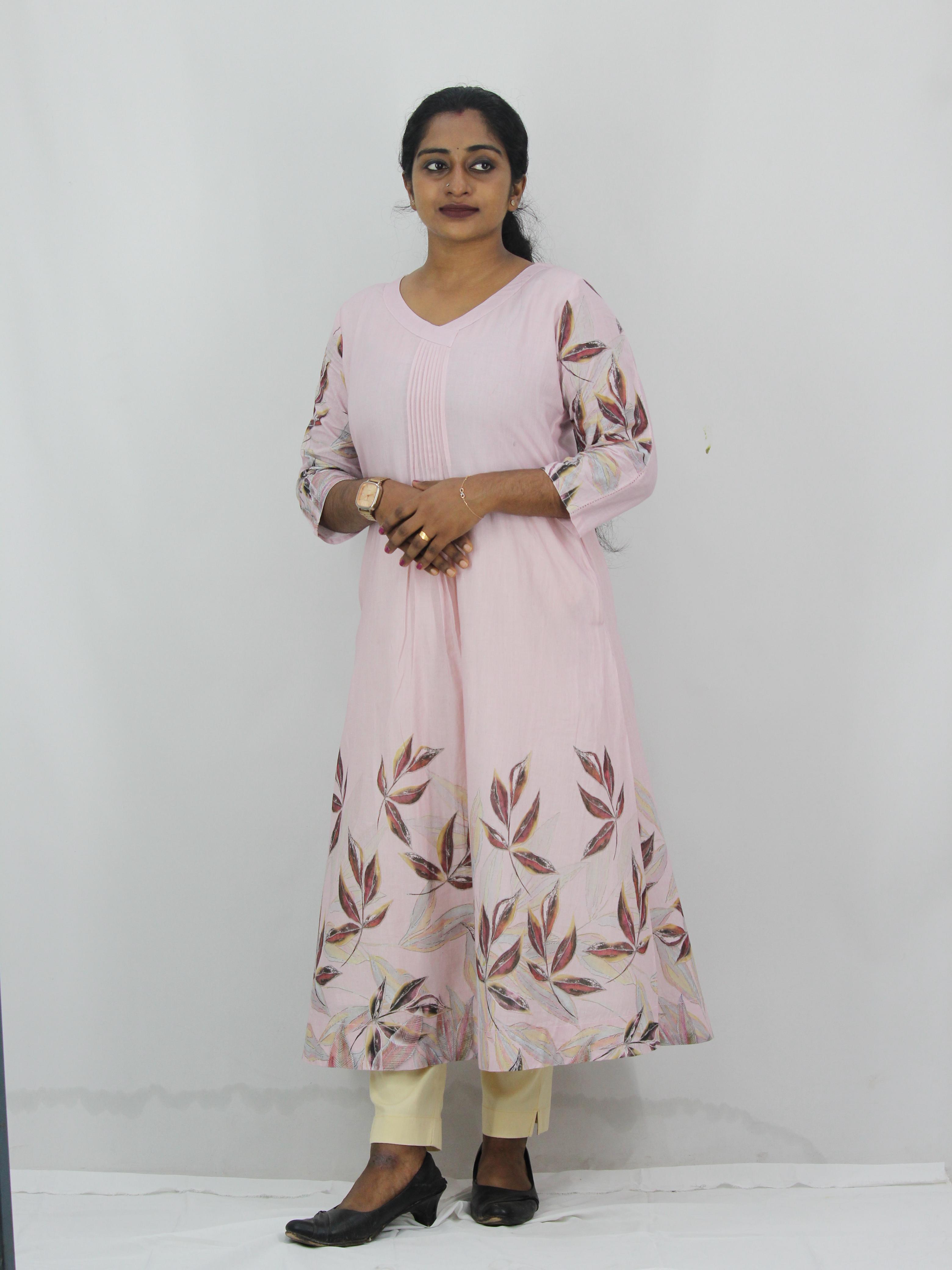 Linen Cotton Daman A-Line Kurta