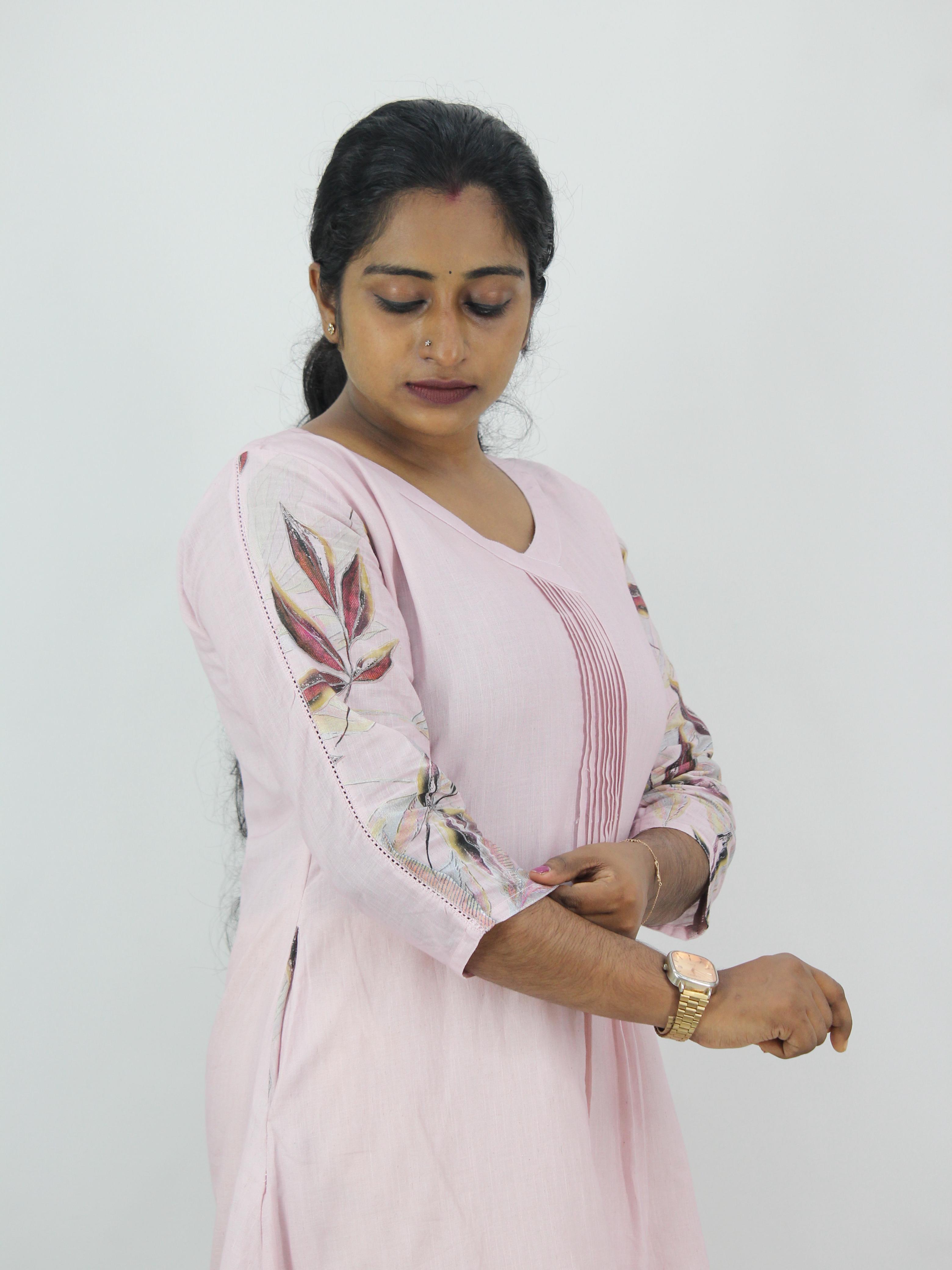 Linen Cotton Daman A-Line Kurta