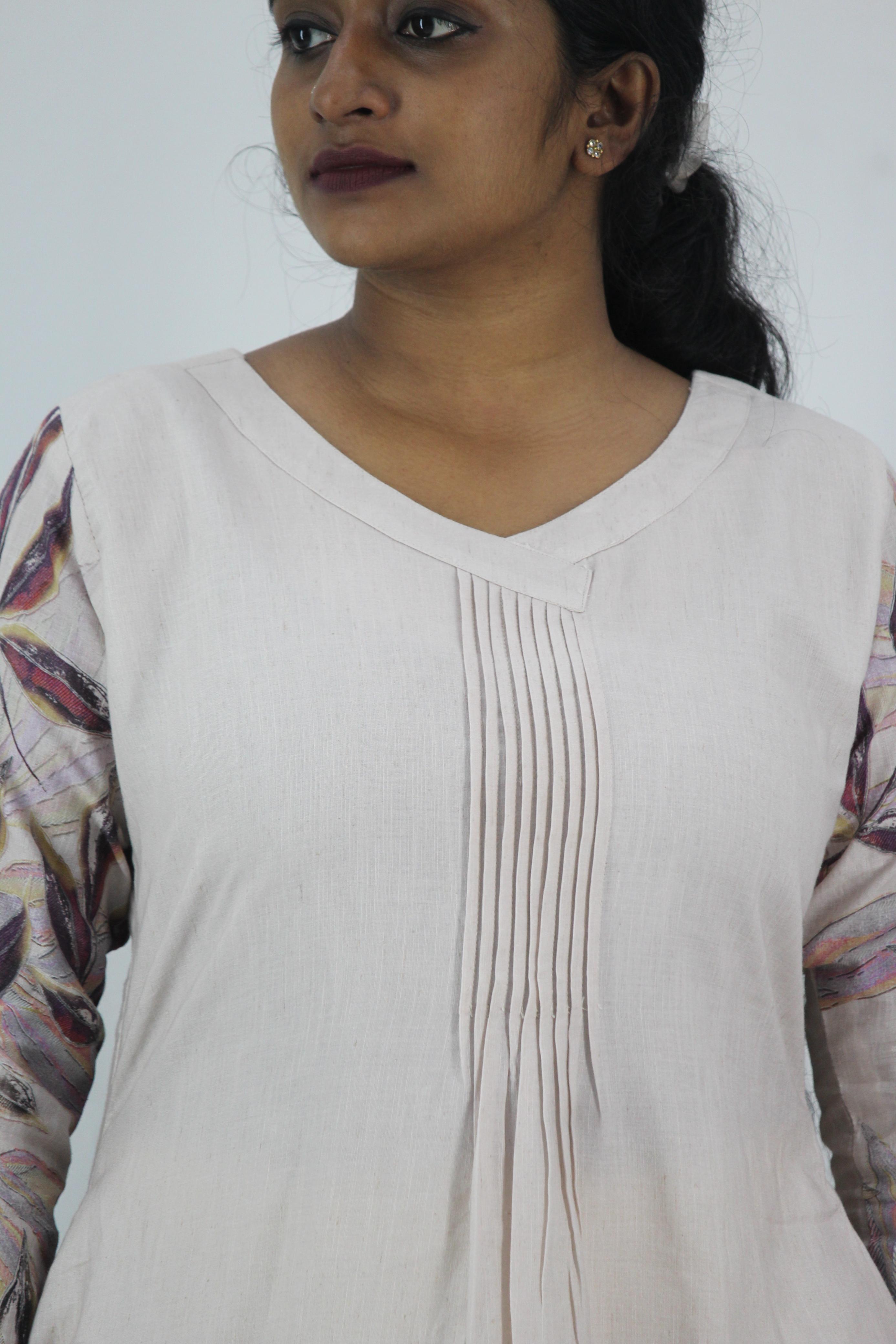 Linen Cotton Daman A-Line Kurta