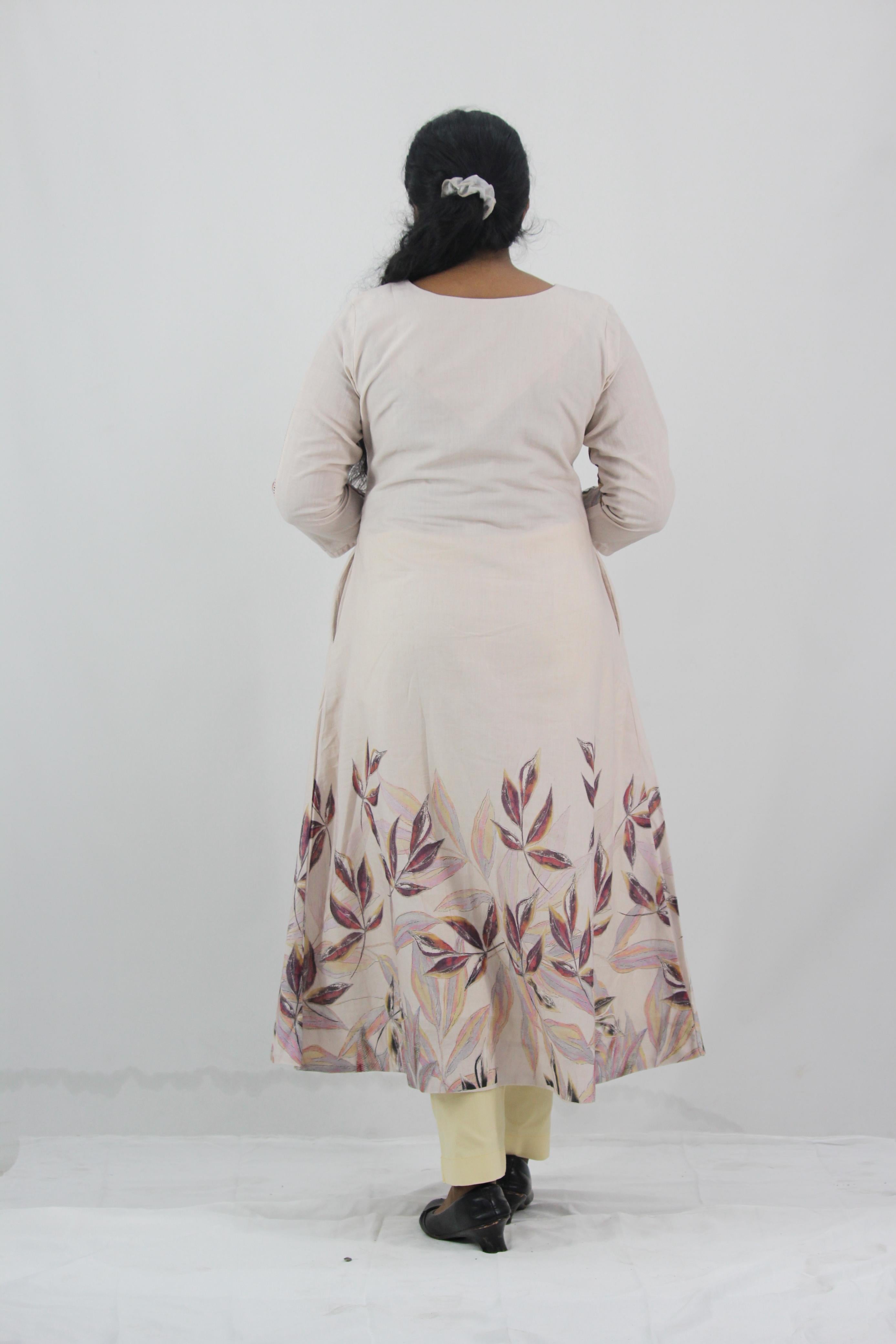 Linen Cotton Daman A-Line Kurta