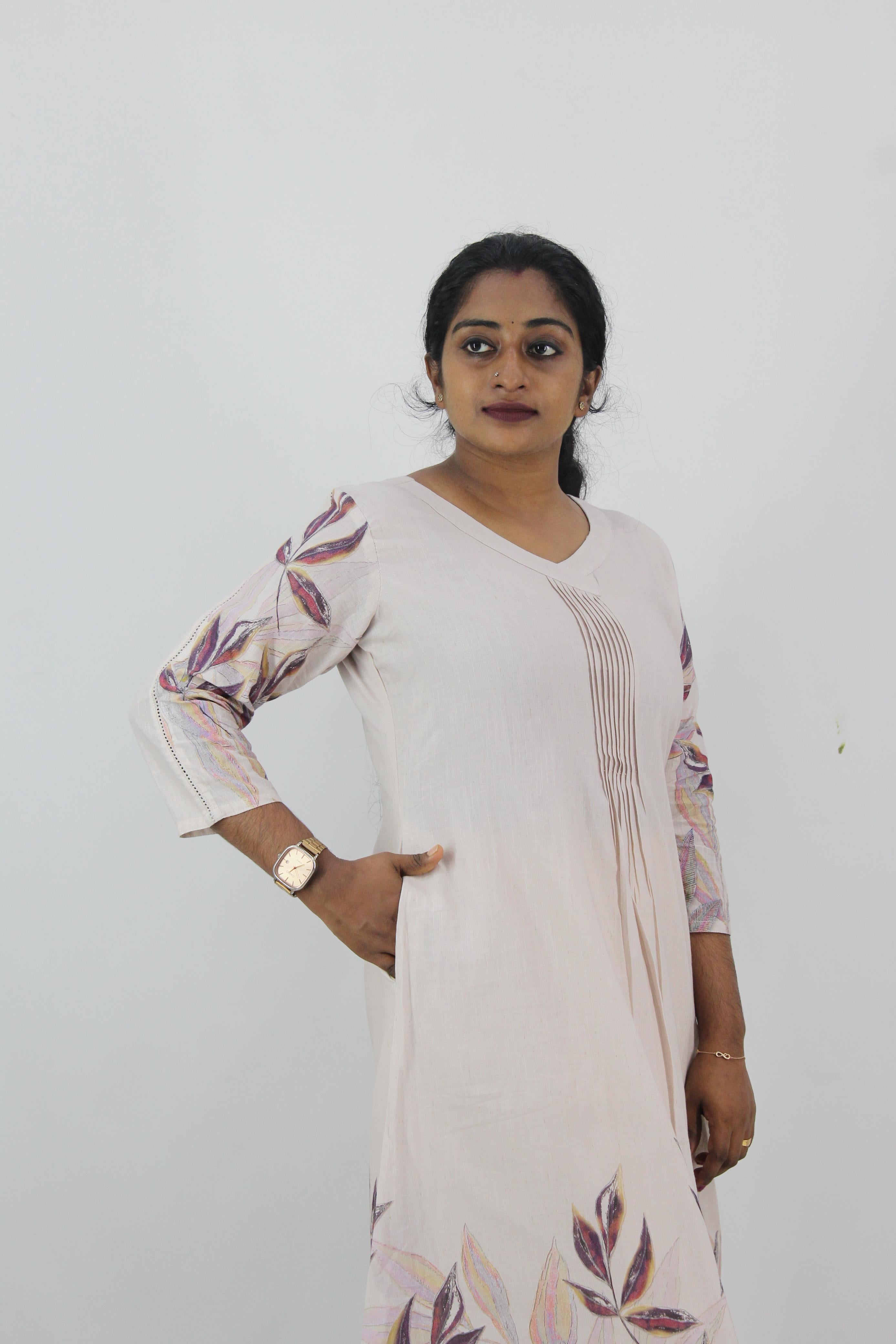Linen Cotton Daman A-Line Kurta