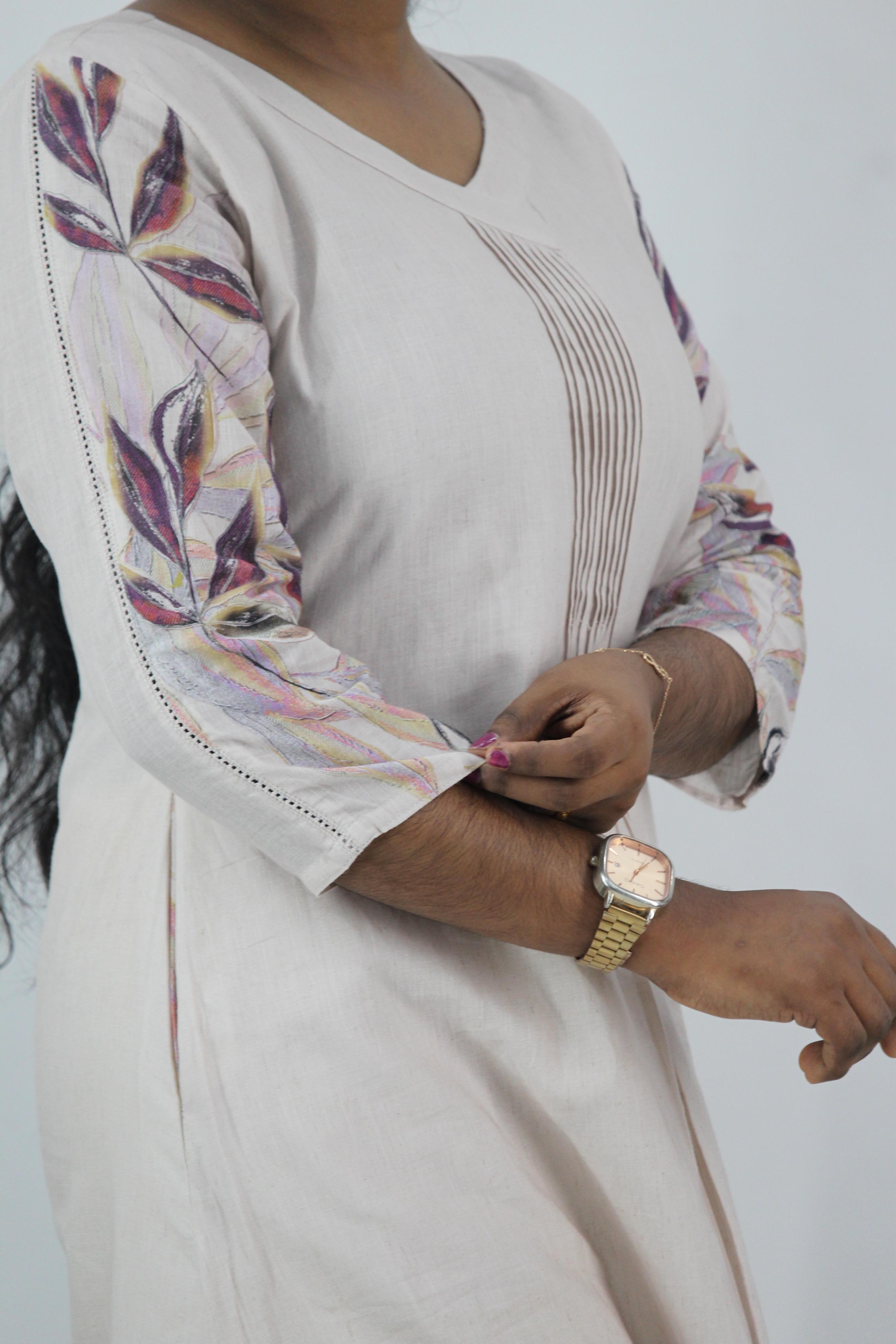 Linen Cotton Daman A-Line Kurta