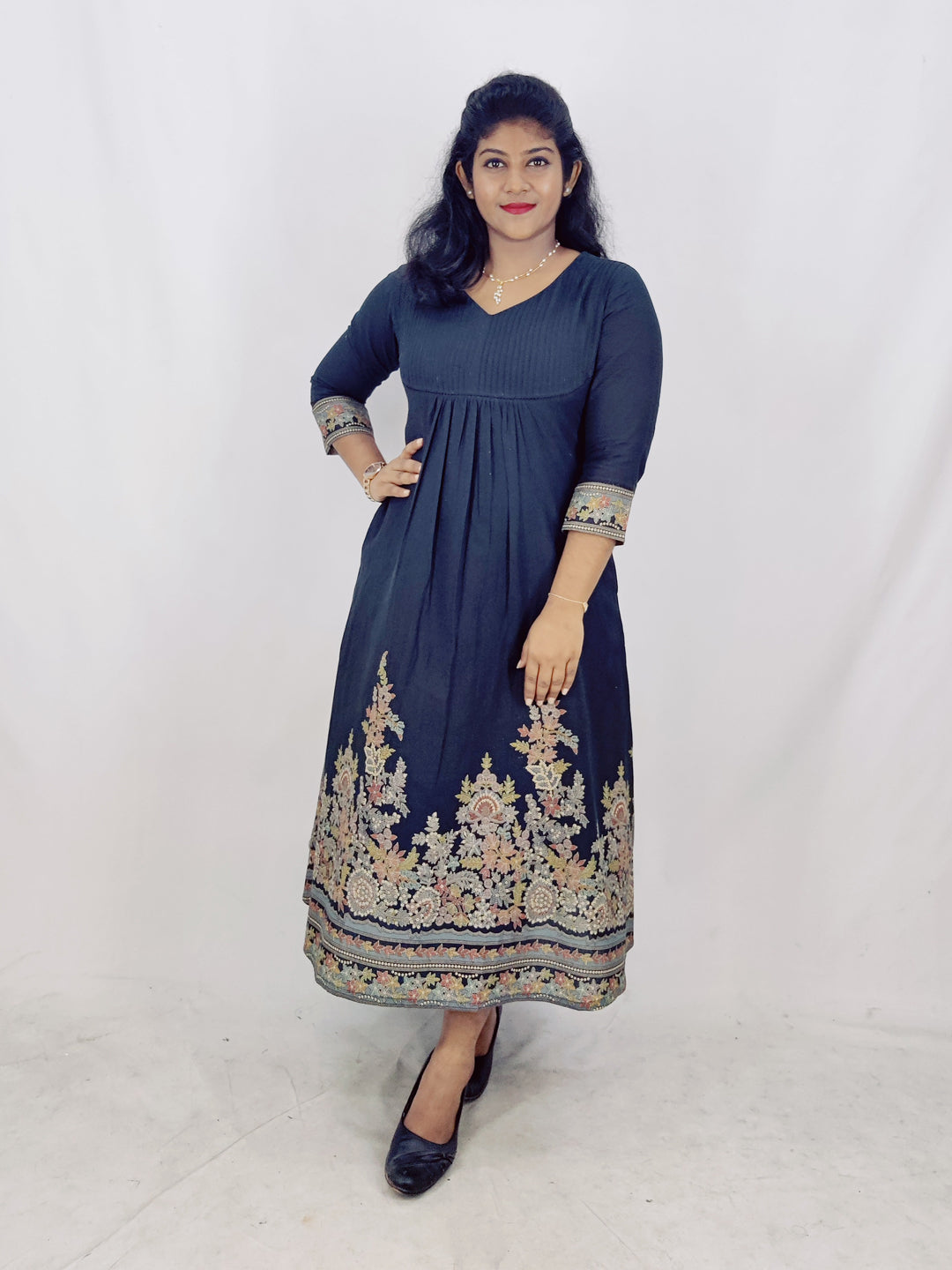 Cotton Printed  Daman A-Line Kurta