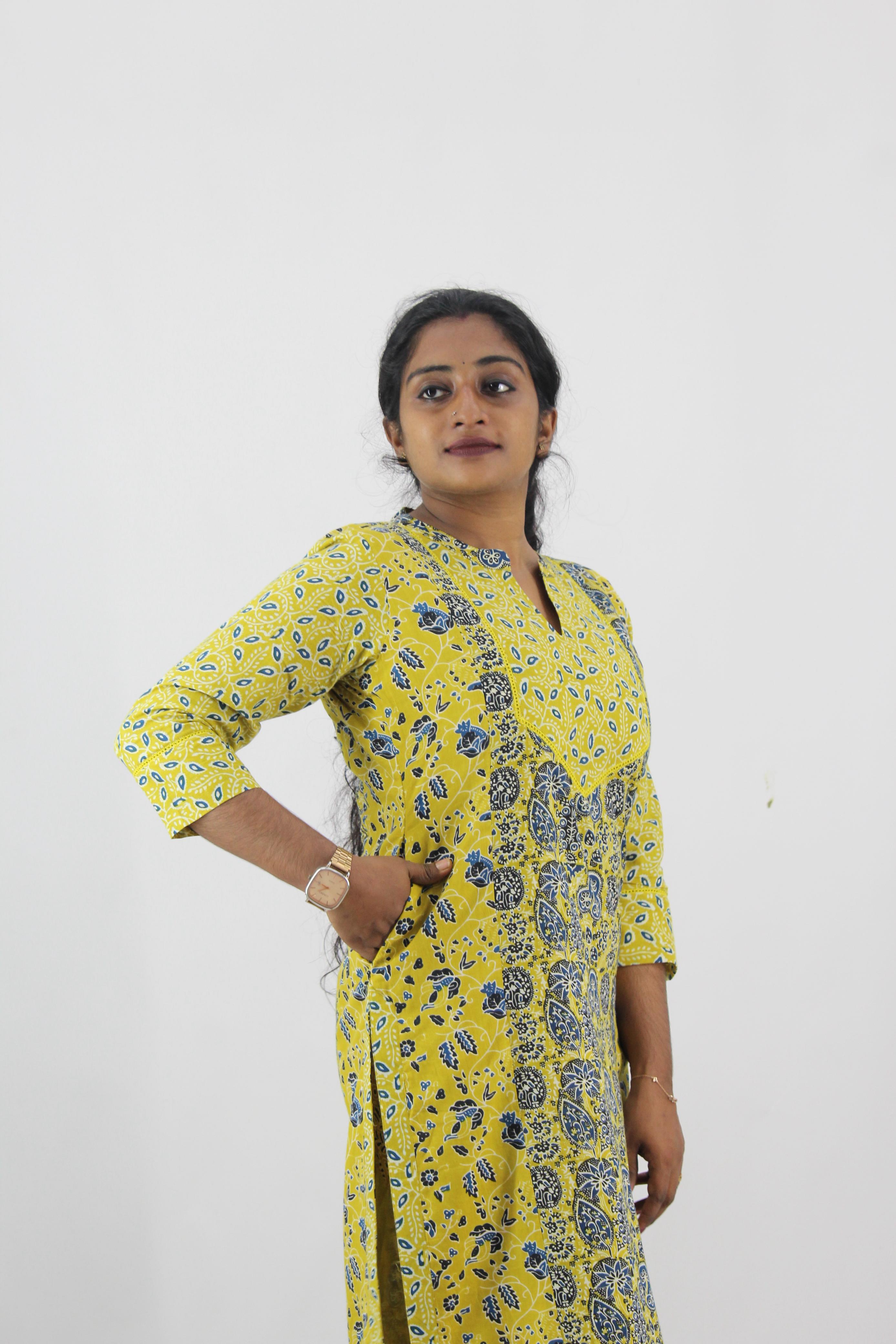 Cotton Printed Slitted Kurta Bottom Set