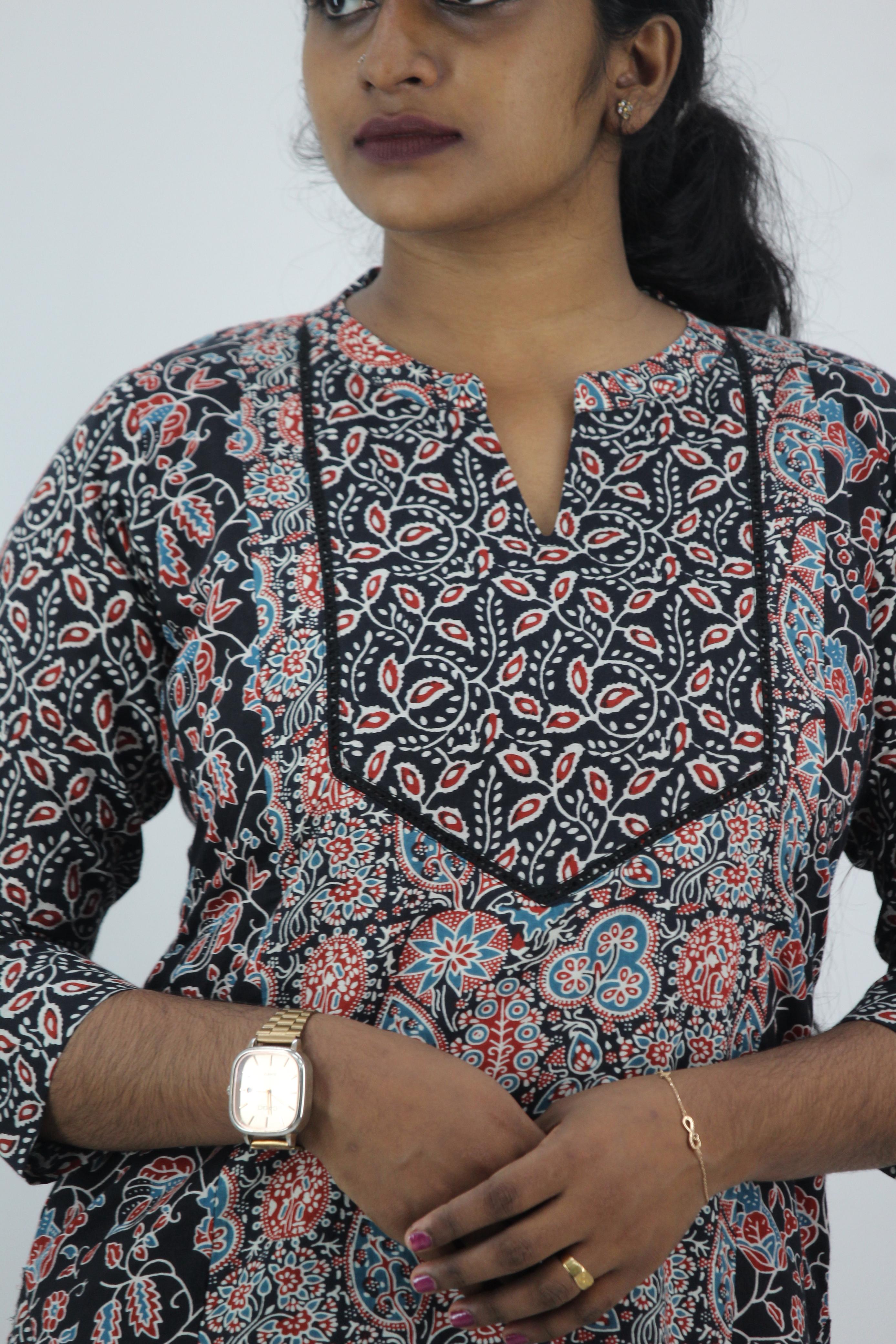 Cotton Printed Slitted Kurta Bottom Set