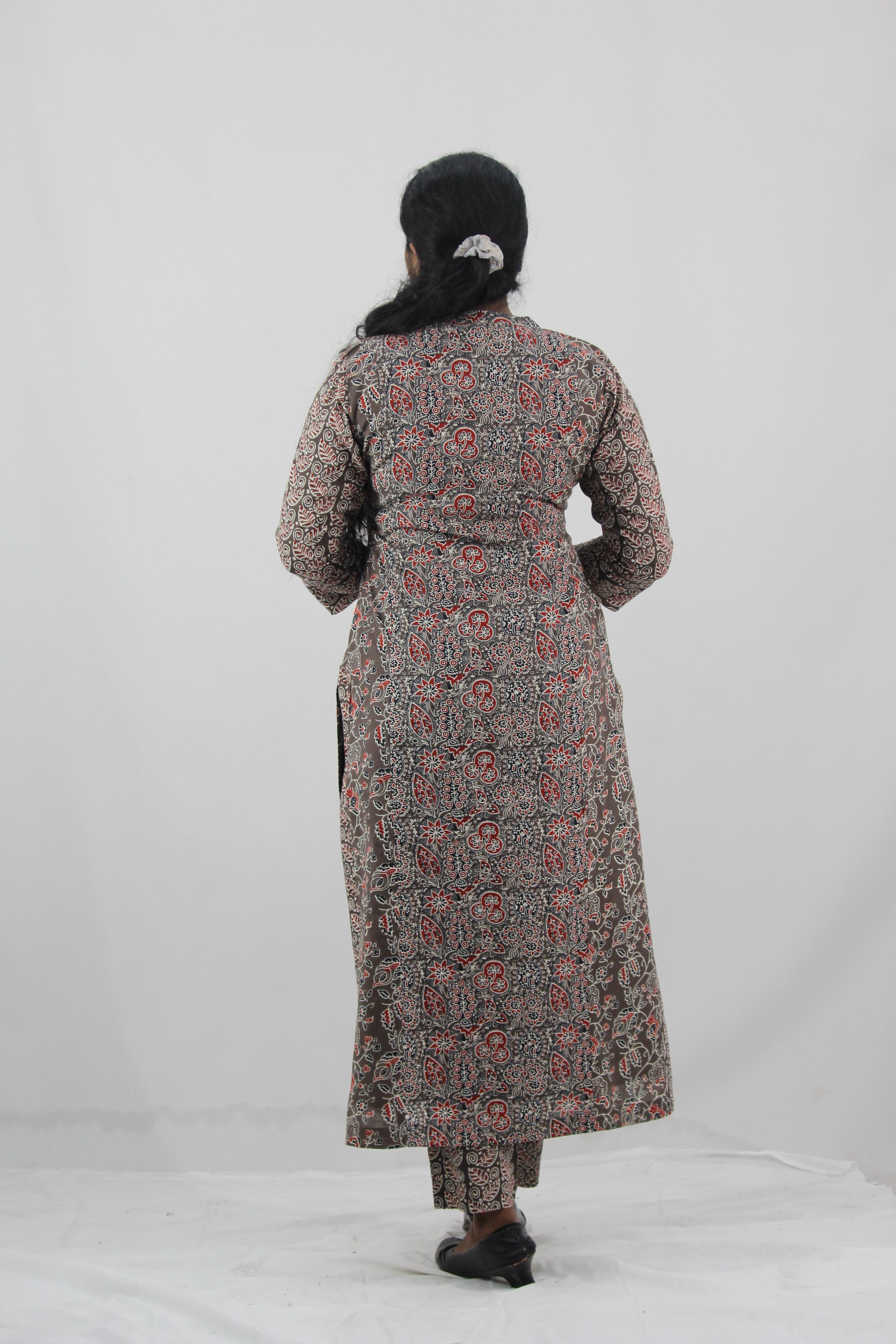 Cotton Printed Slitted Kurta Bottom Set