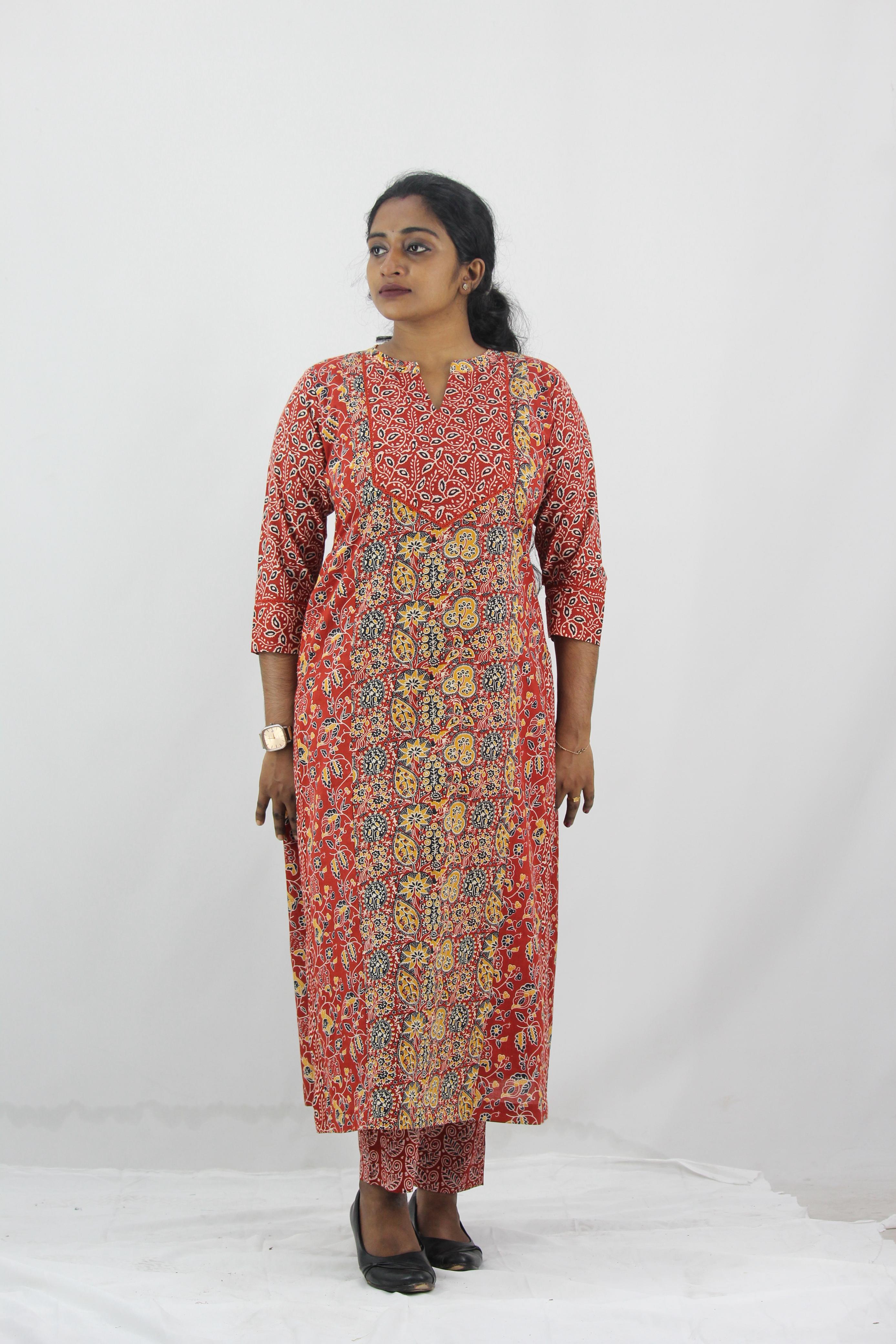 Cotton Printed Slitted Kurta Bottom Set