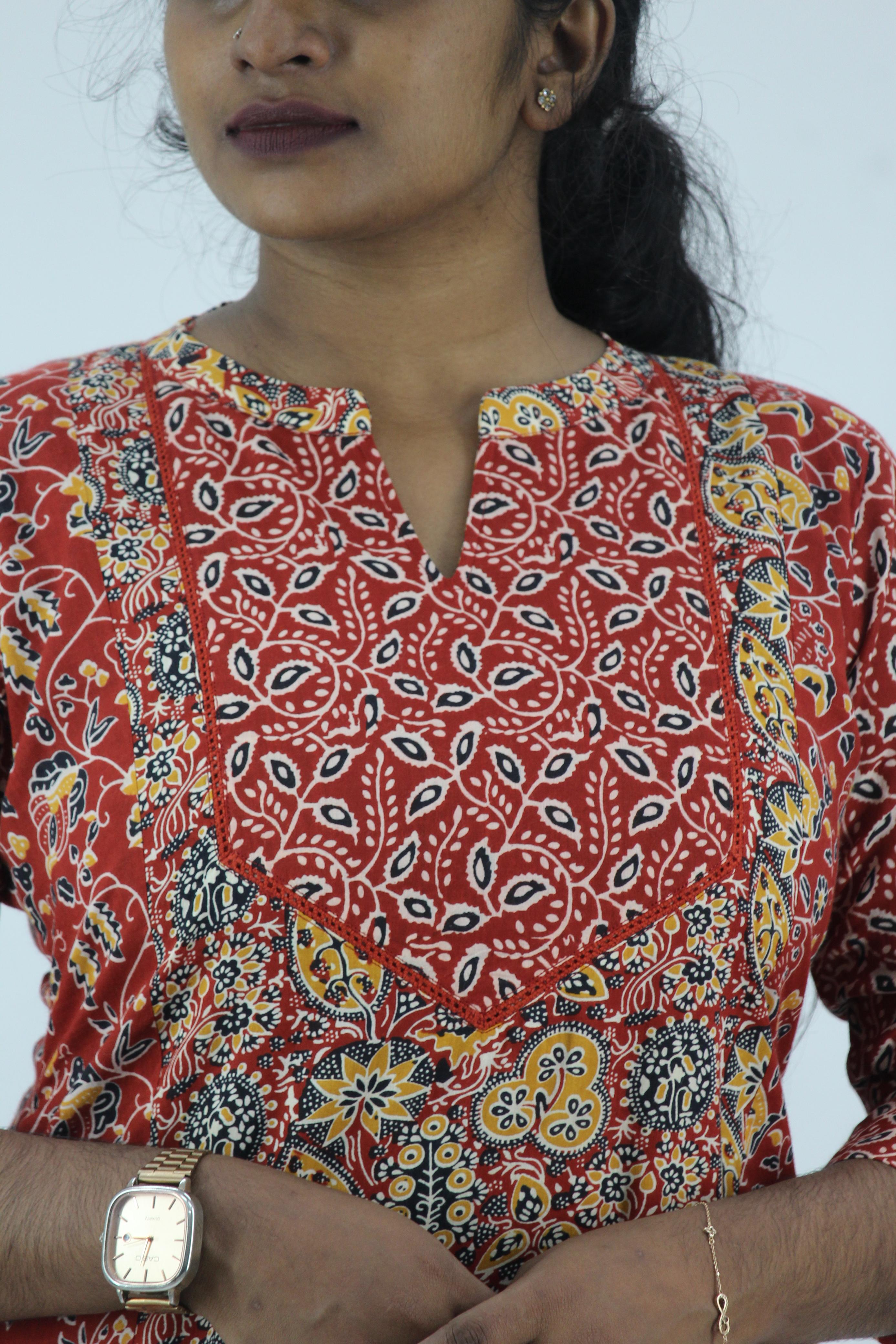 Cotton Printed Slitted Kurta Bottom Set