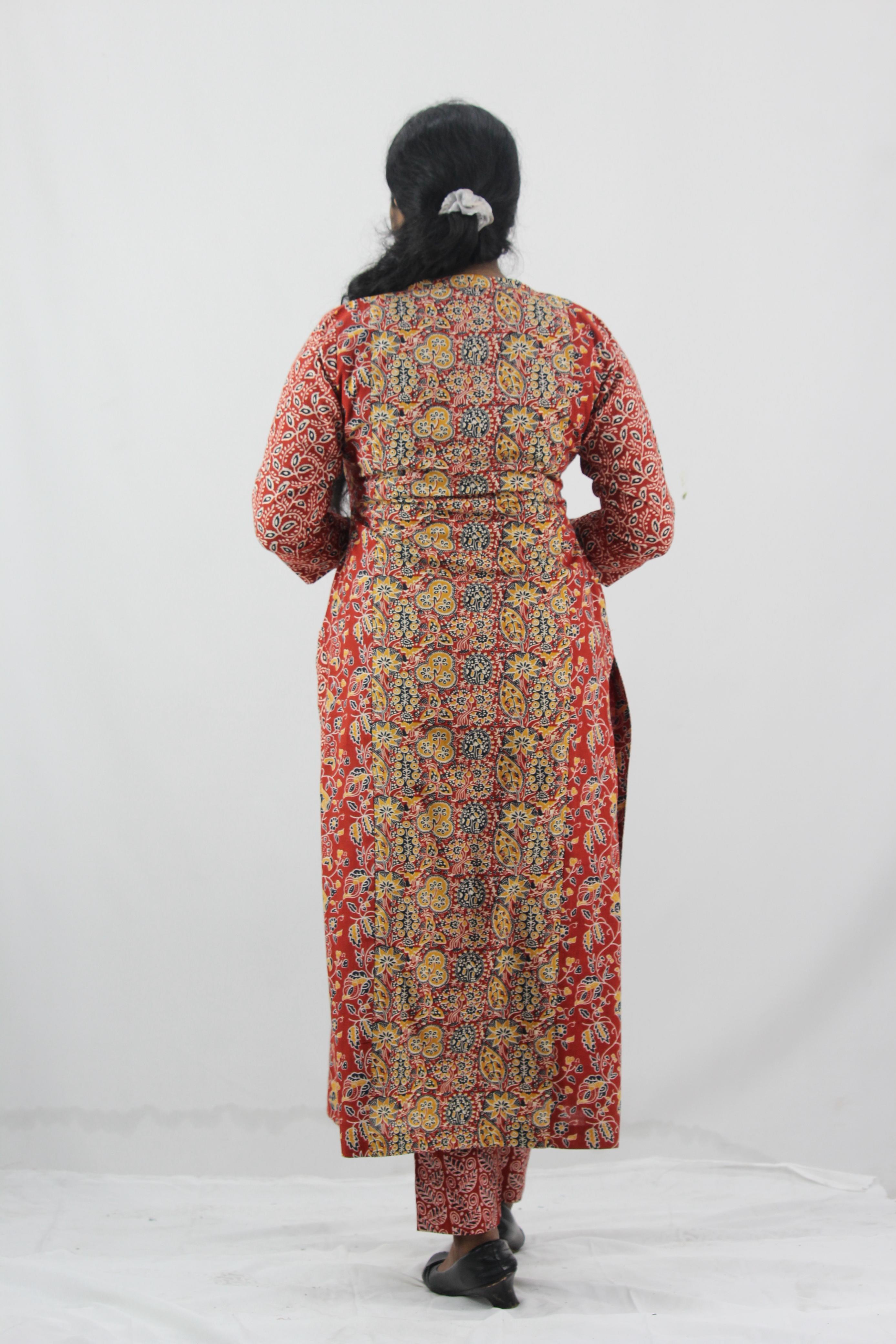 Cotton Printed Slitted Kurta Bottom Set