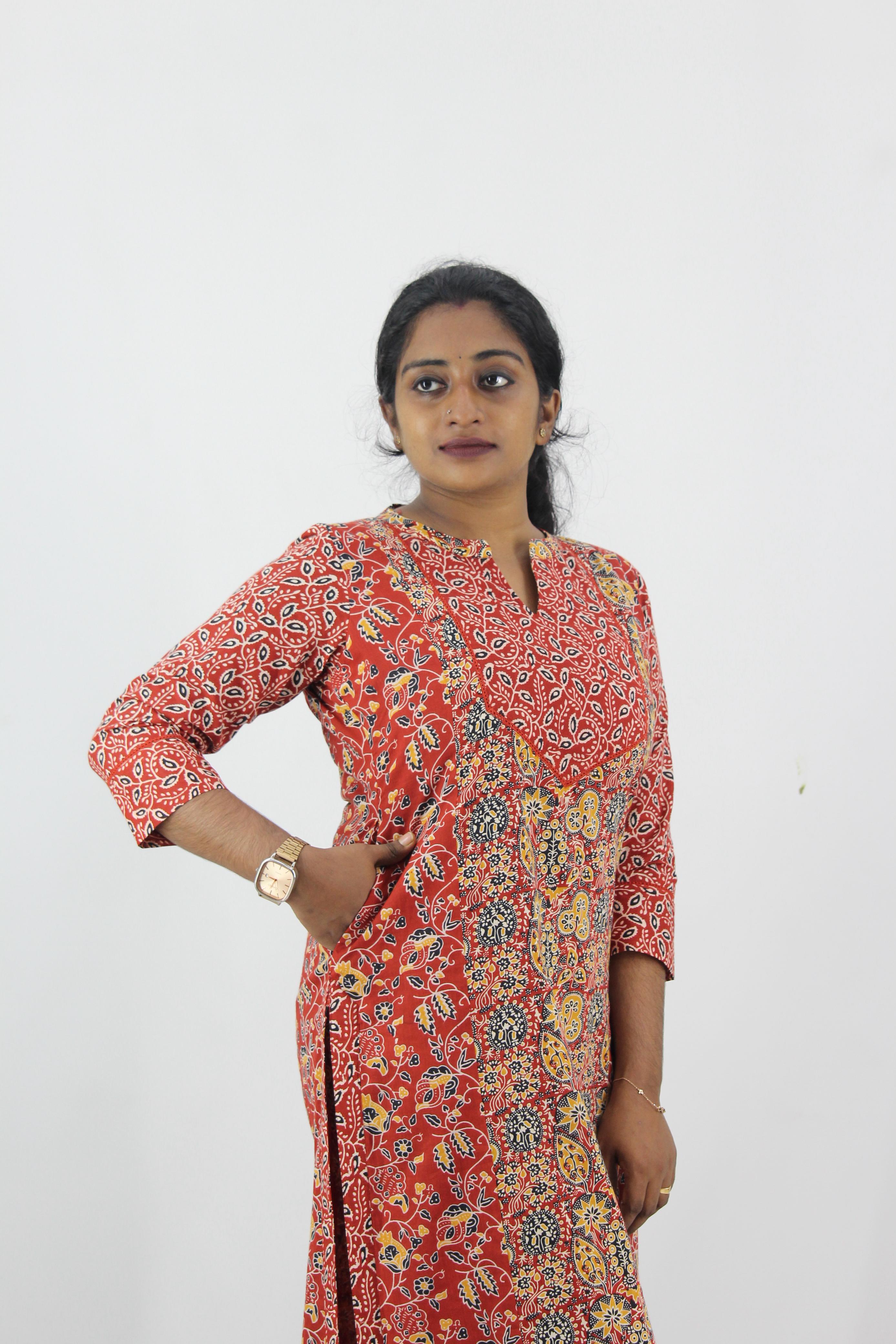 Cotton Printed Slitted Kurta Bottom Set