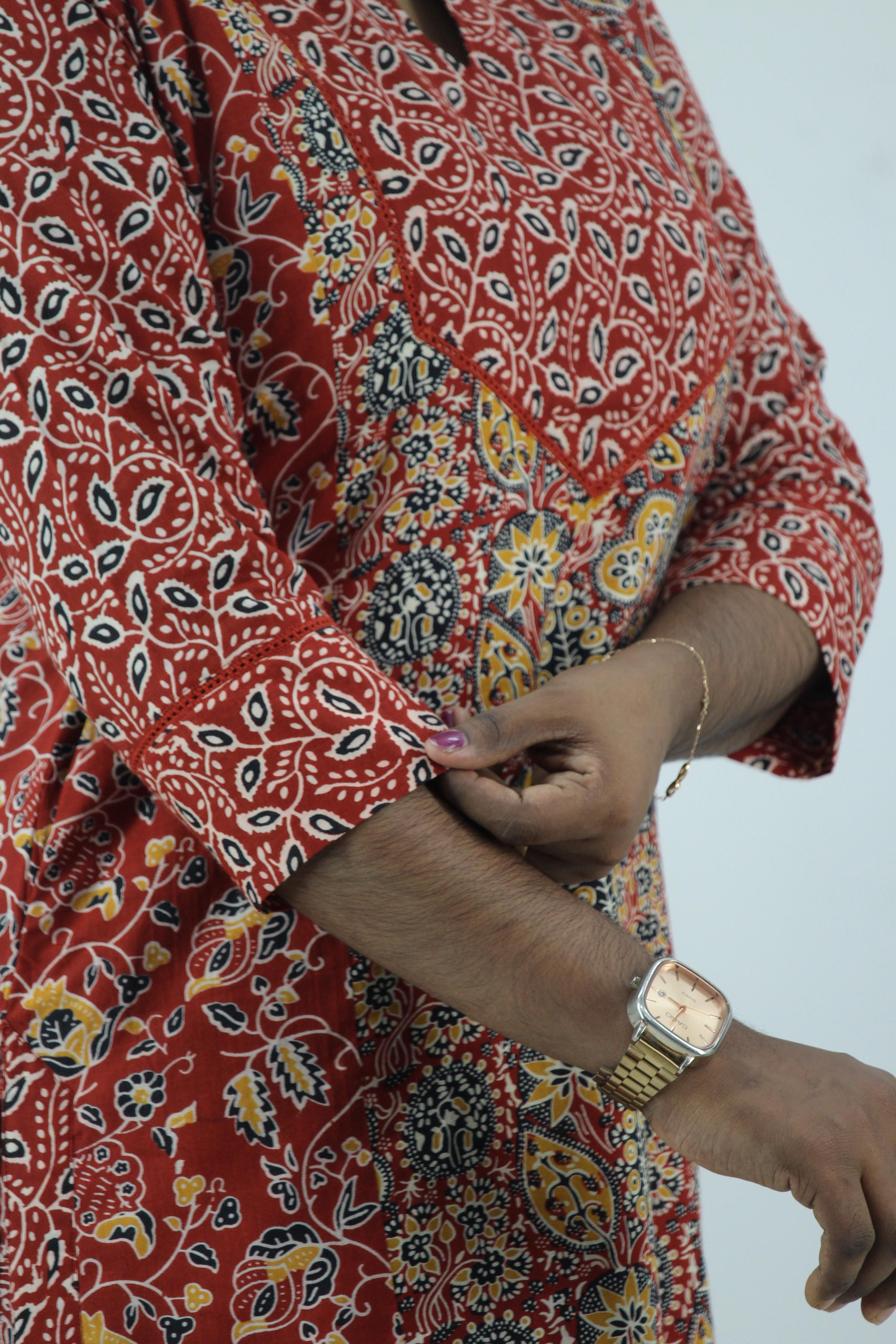 Cotton Printed Slitted Kurta Bottom Set