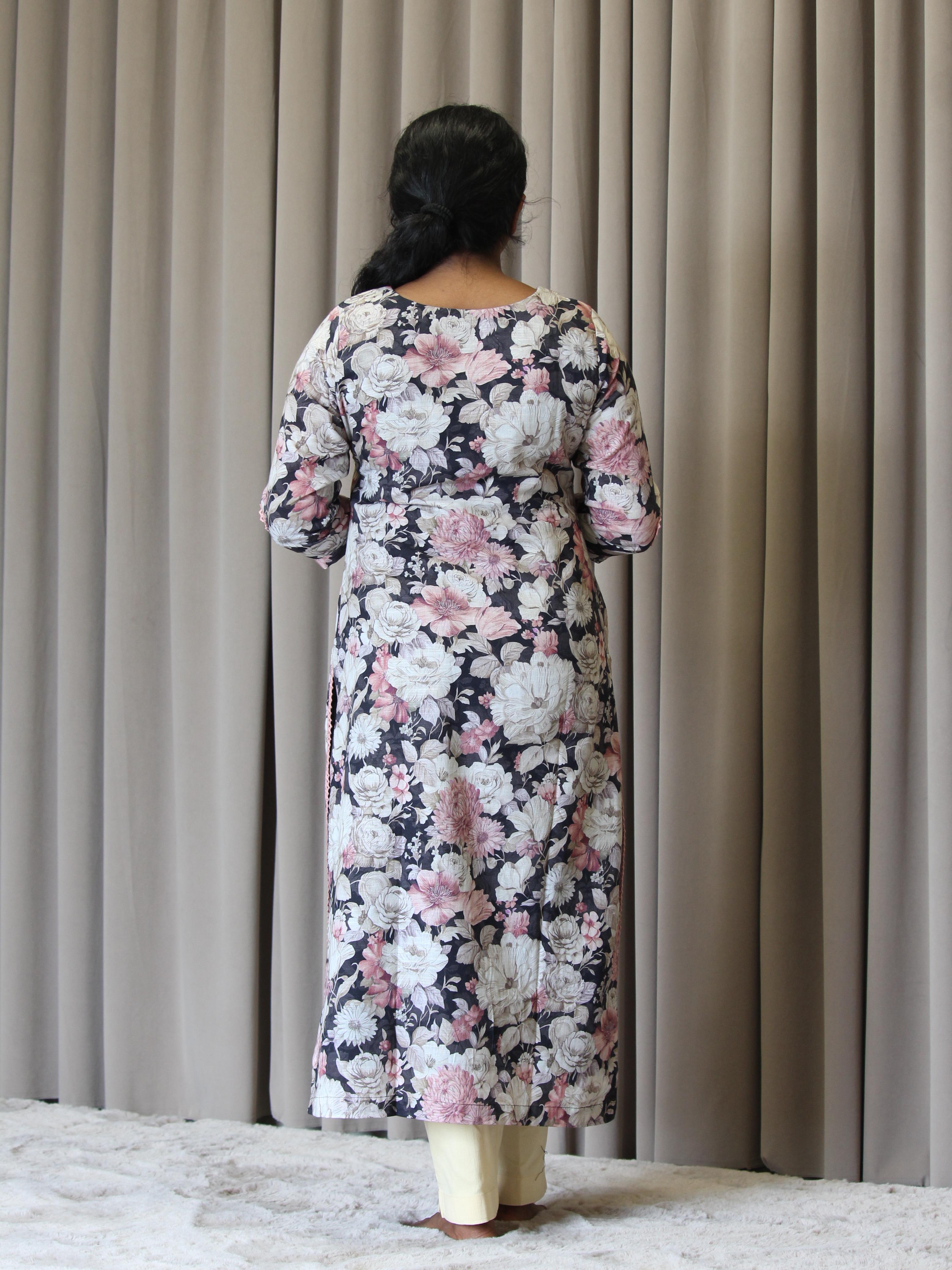 Linen Cotton Printed Straight Kurta