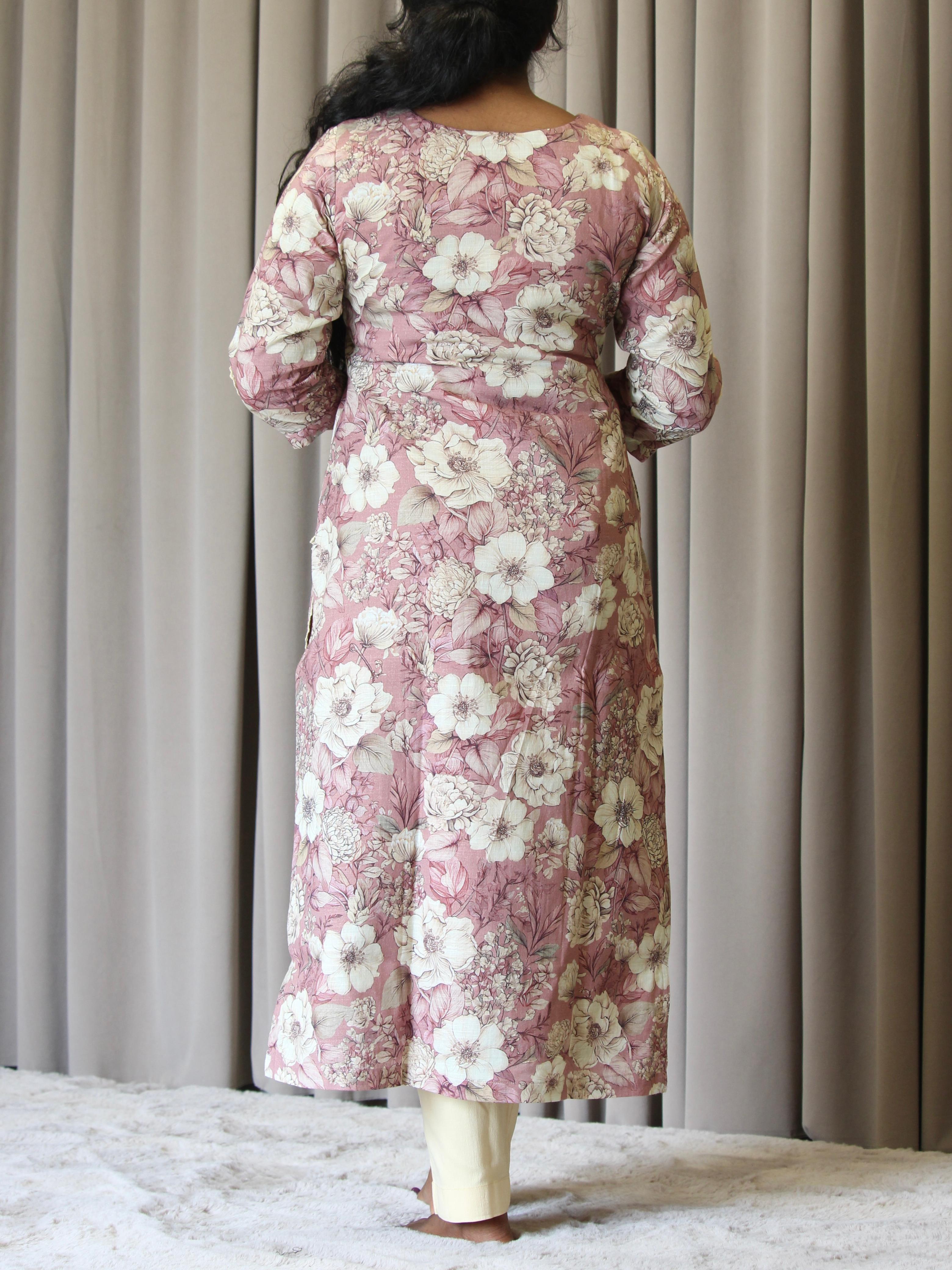 Linen Cotton Printed Straight Kurta