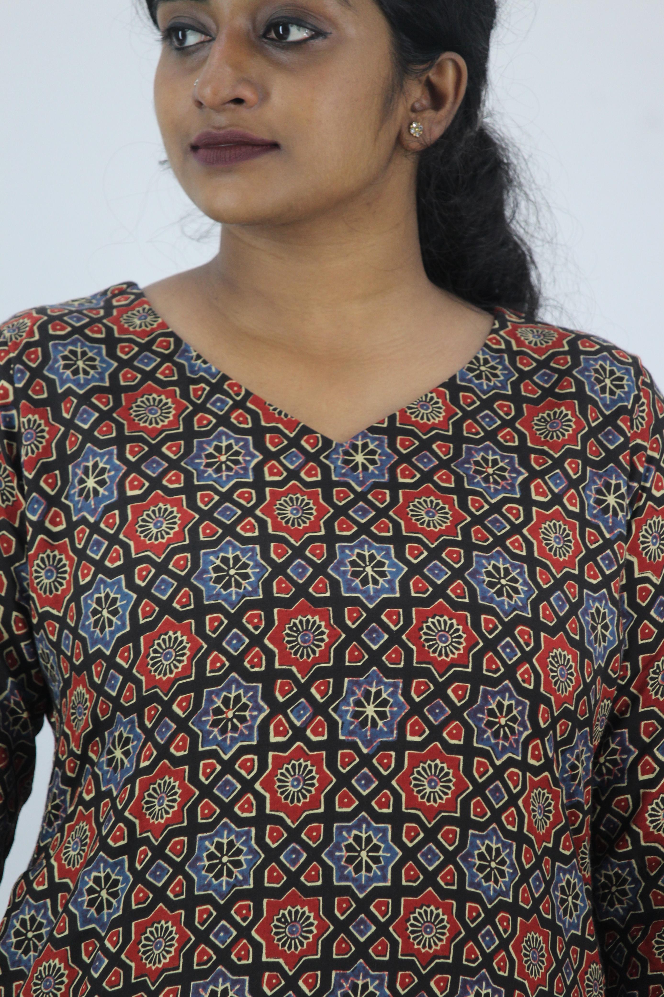 Modal Muslin Ajrak Print Straight Kurta