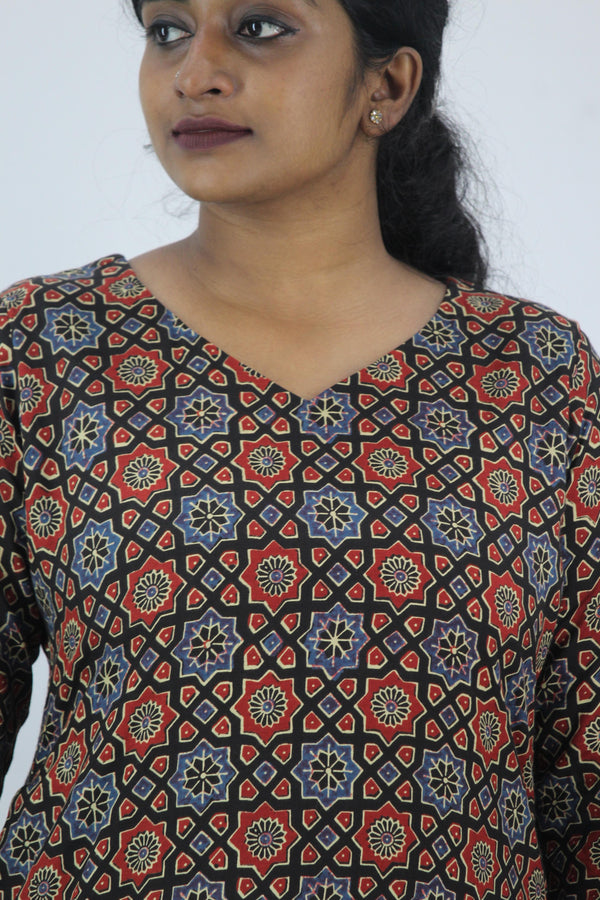 Modal Muslin Ajrak Print Straight Kurta