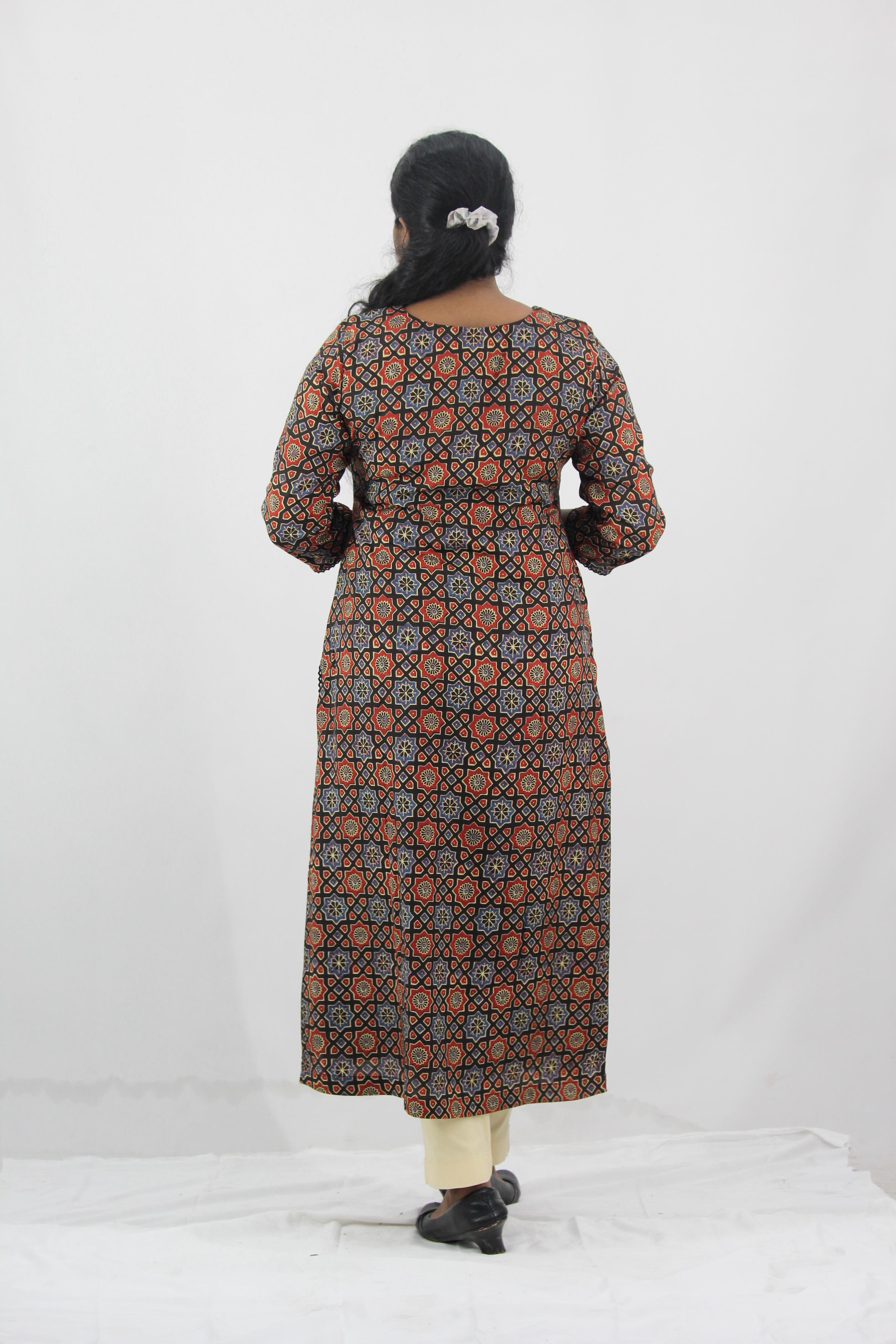 Modal Muslin Ajrak Print Straight Kurta
