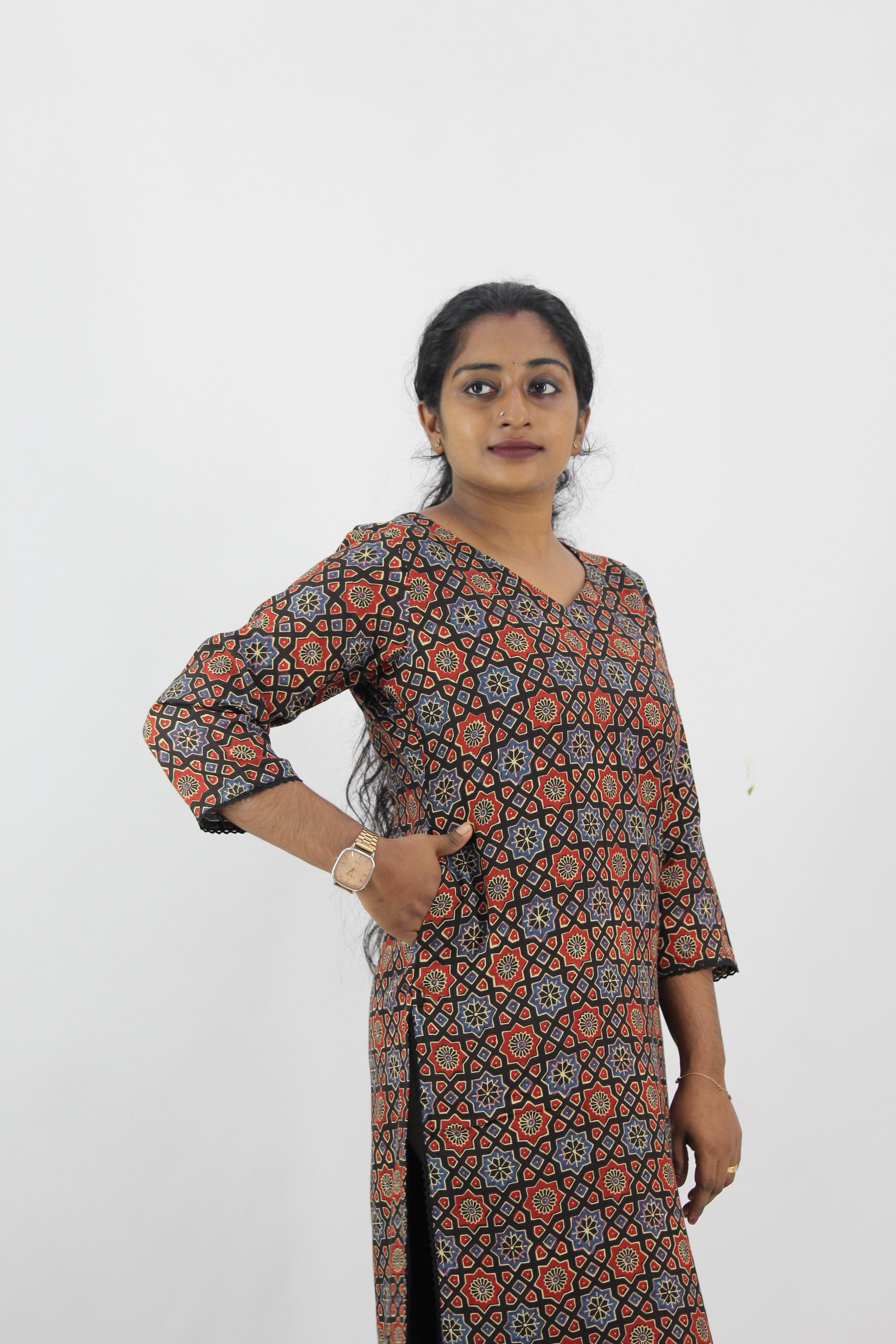 Modal Muslin Ajrak Print Straight Kurta