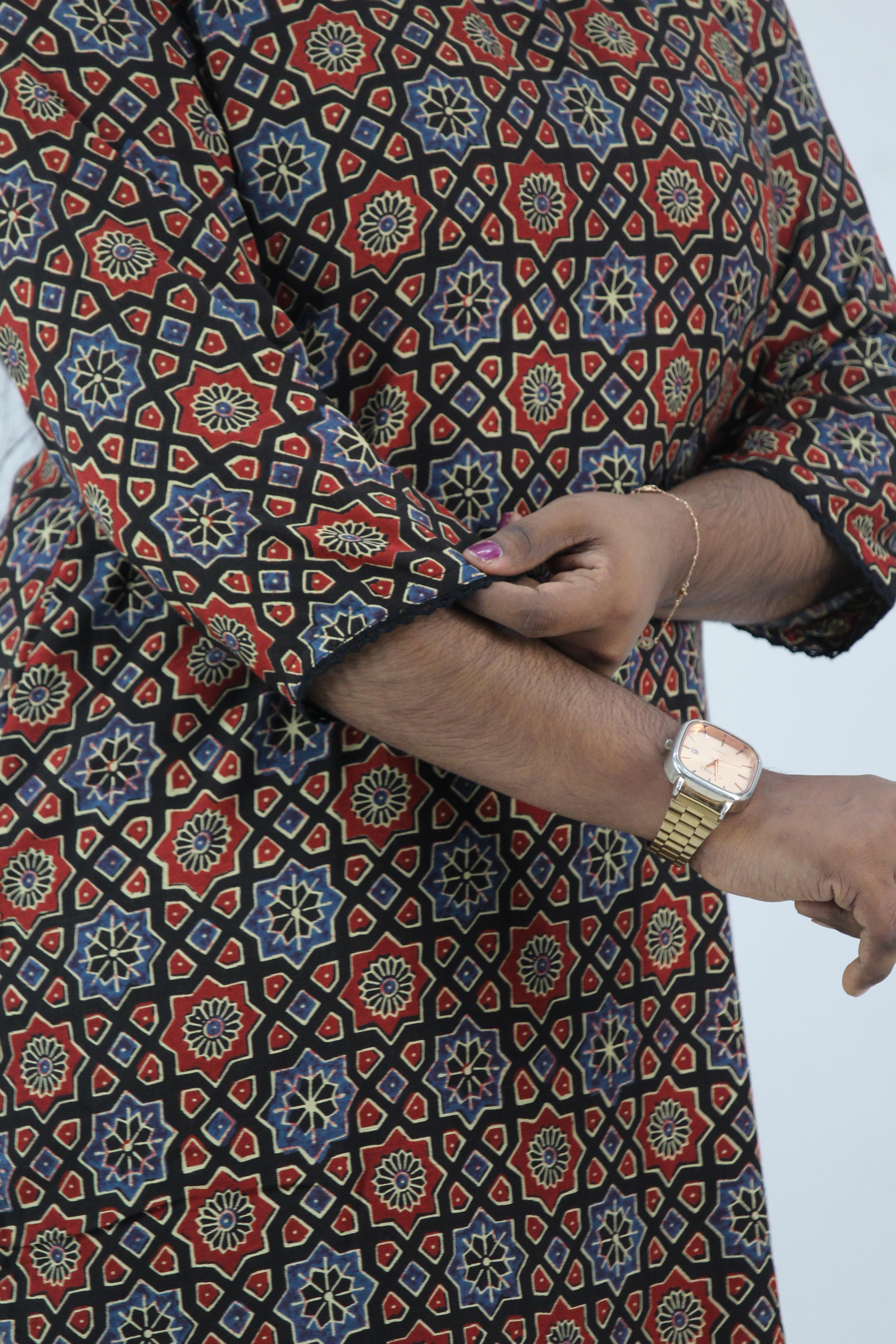 Modal Muslin Ajrak Print Straight Kurta