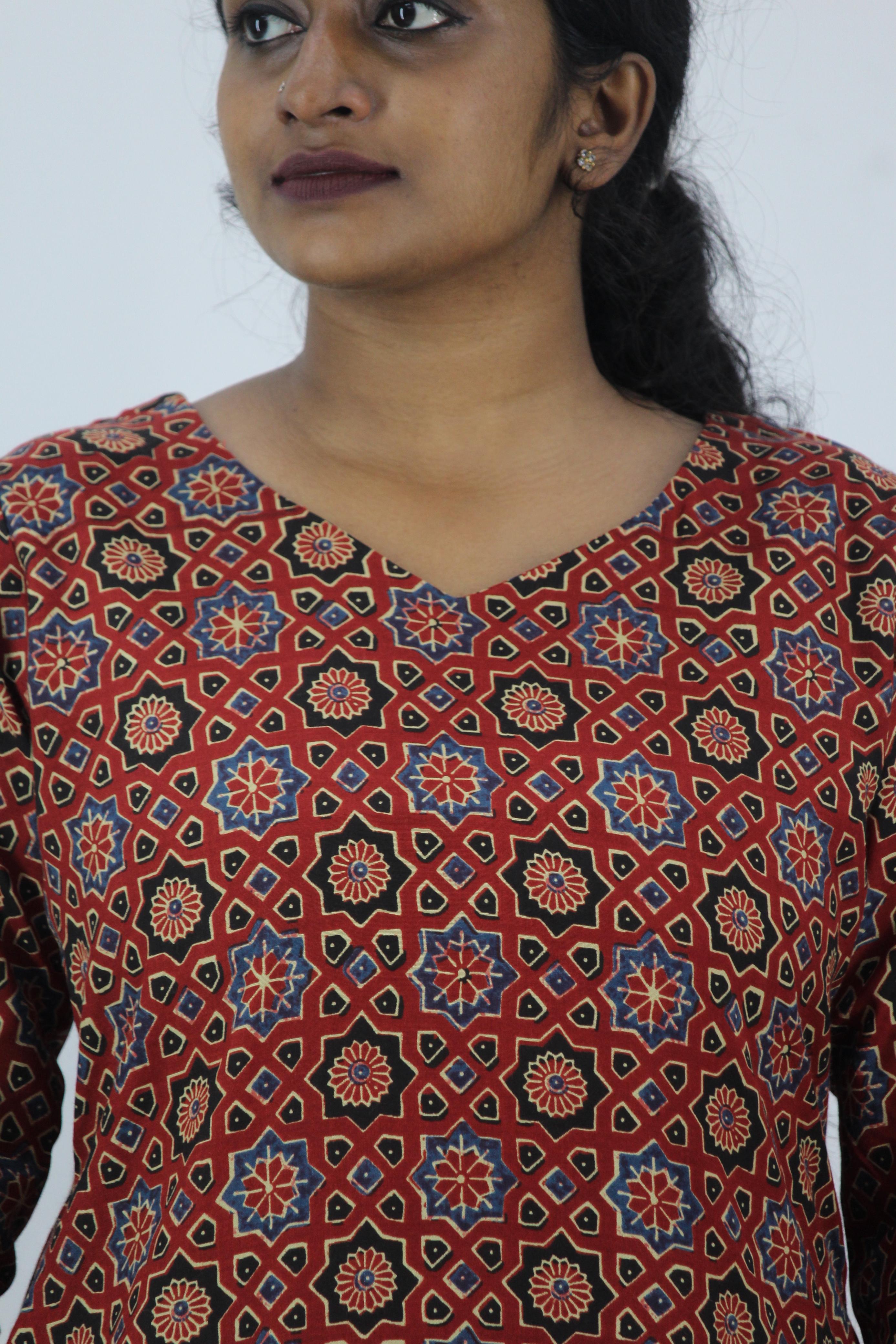 Modal Muslin Ajrak Print Straight Kurta