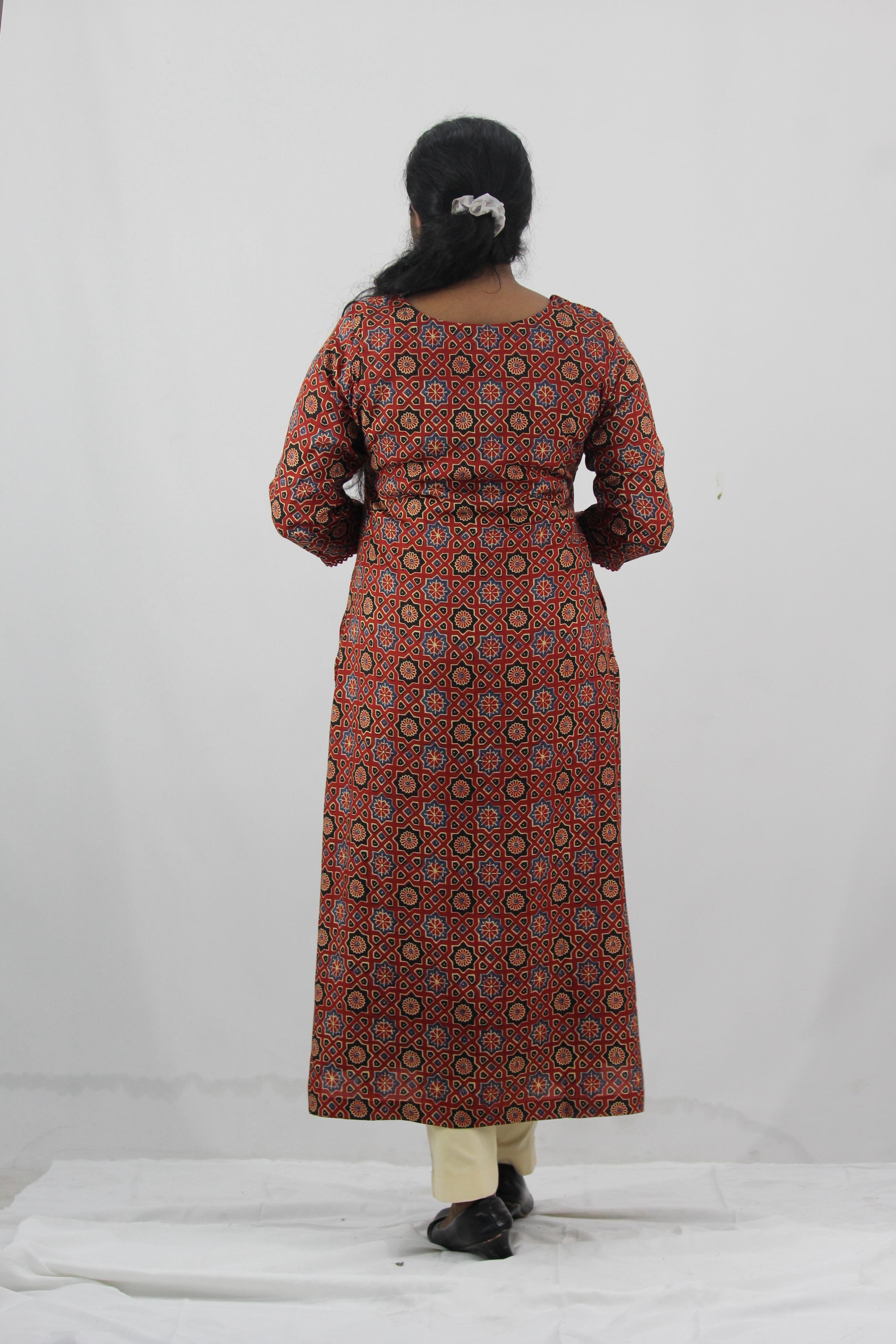 Modal Muslin Ajrak Print Straight Kurta