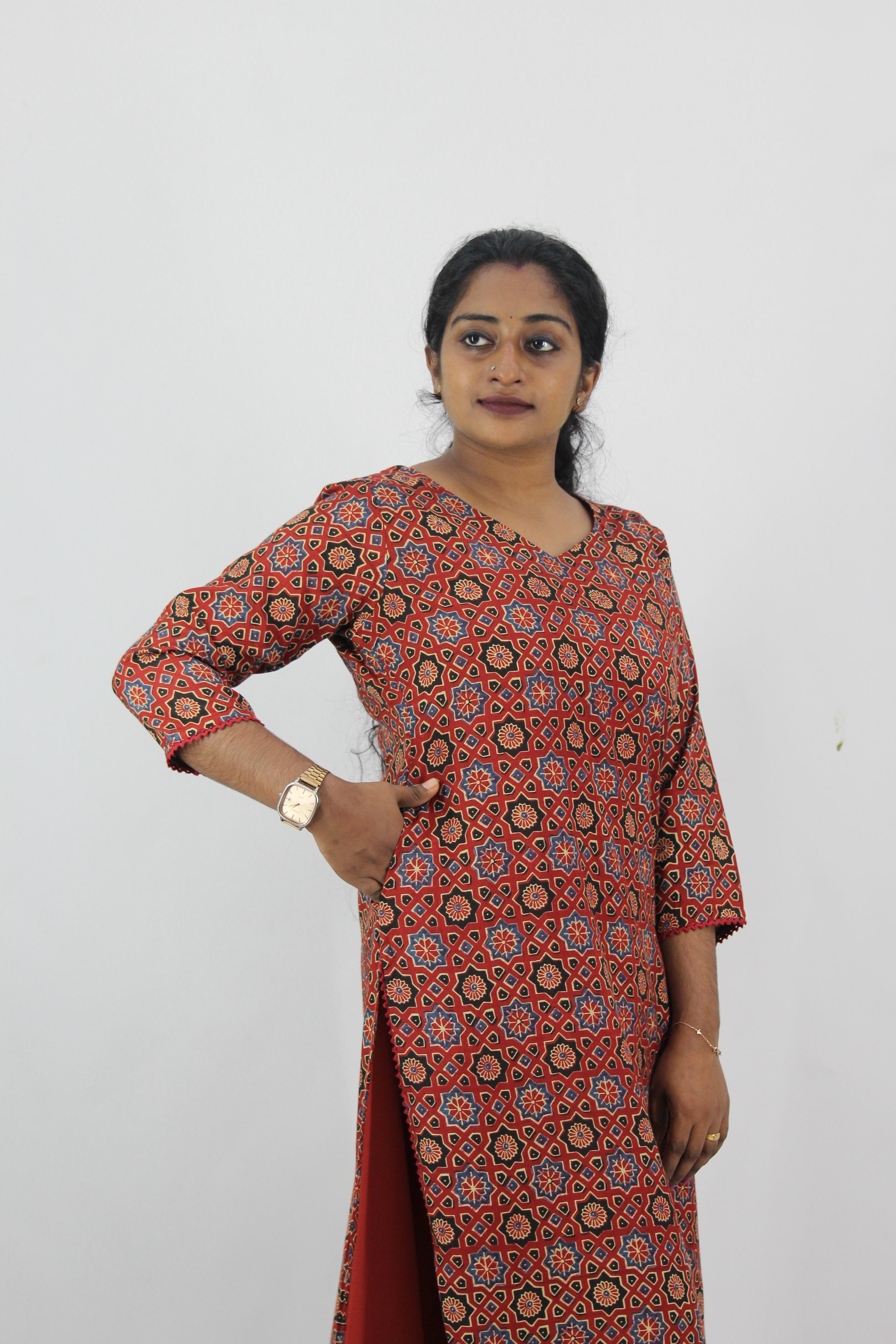 Modal Muslin Ajrak Print Straight Kurta