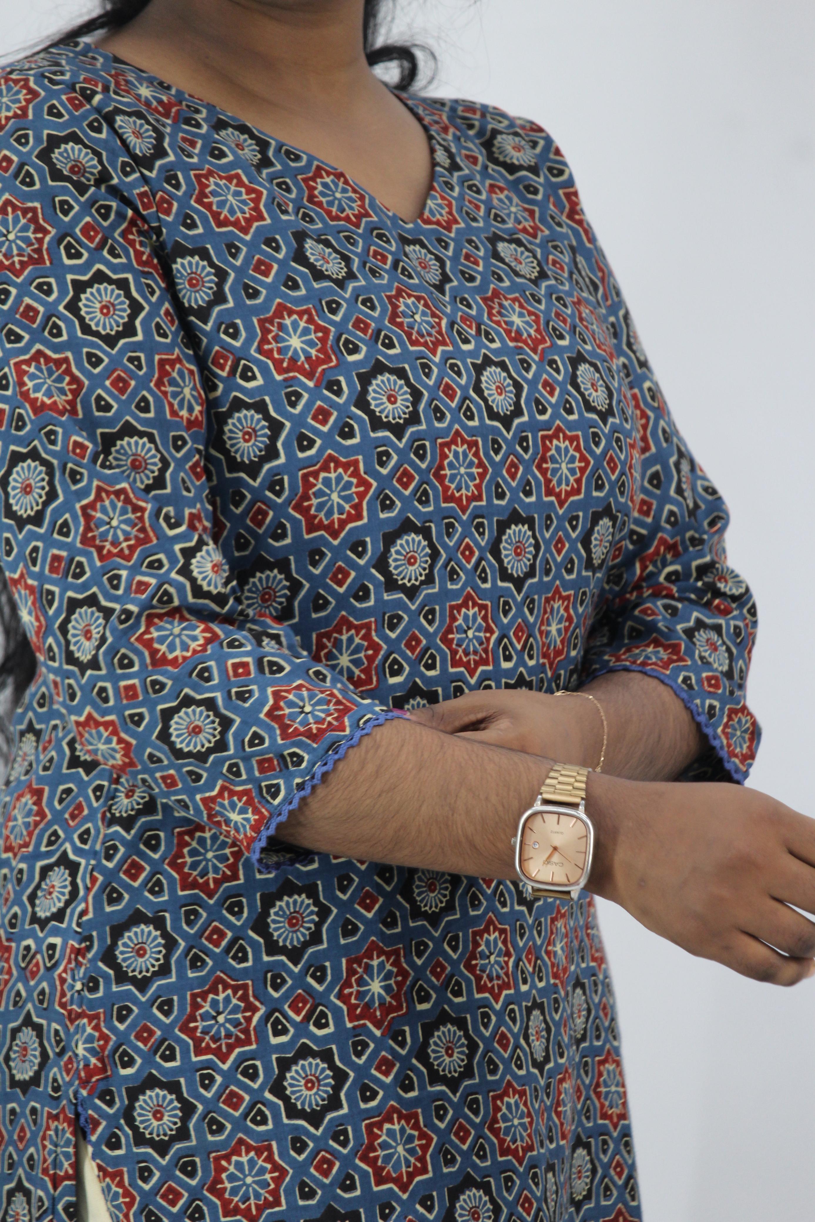 Modal Muslin Ajrak Print Straight Kurta