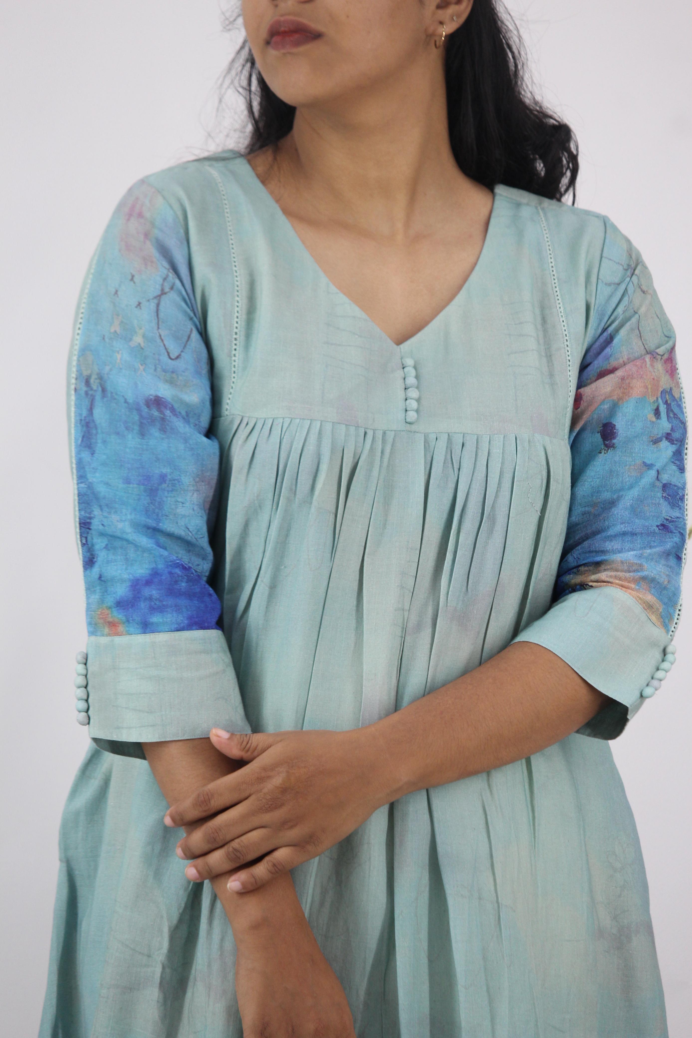 Linen Cotton Daman A-Line Kurta