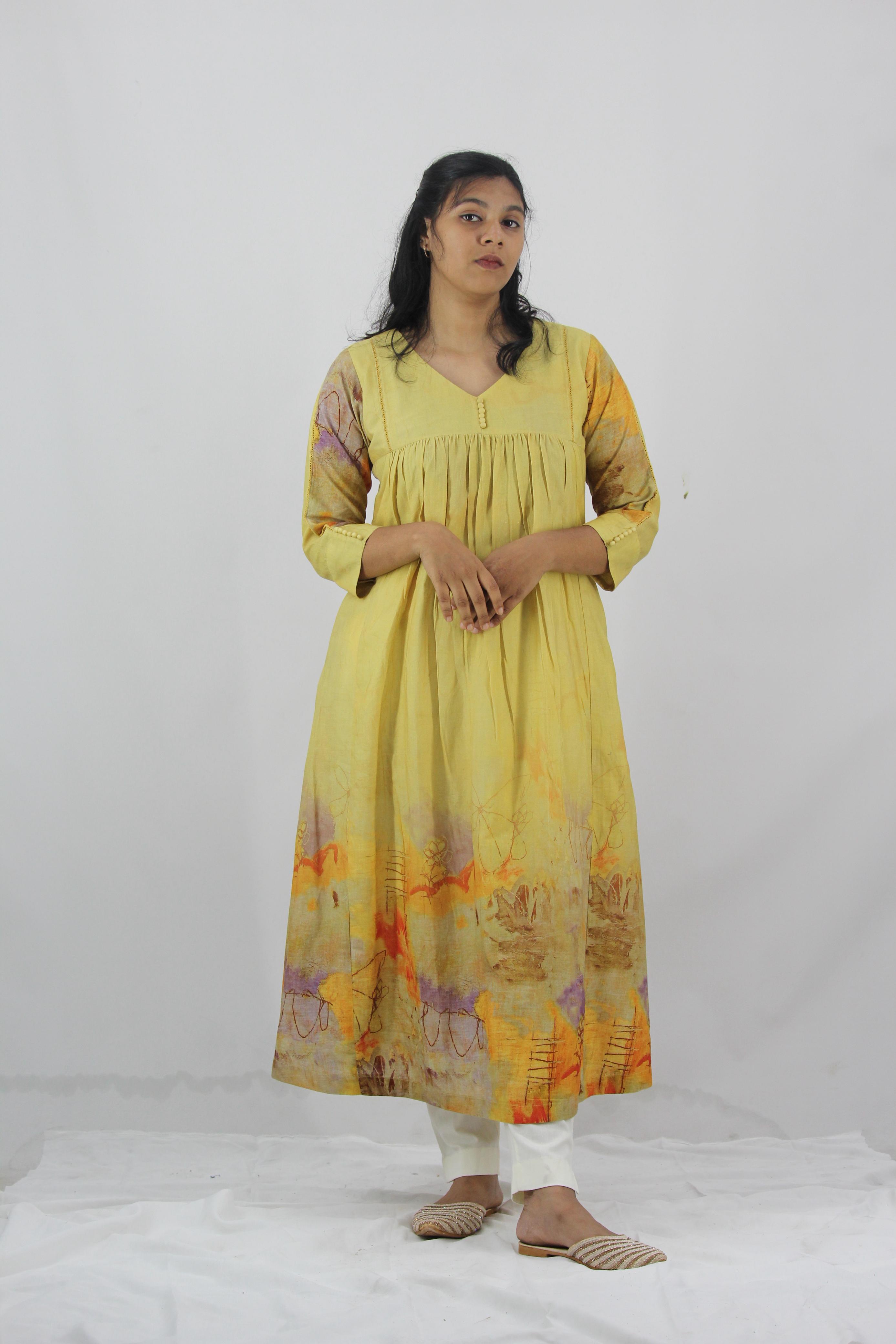 Linen Cotton Daman A-Line Kurta