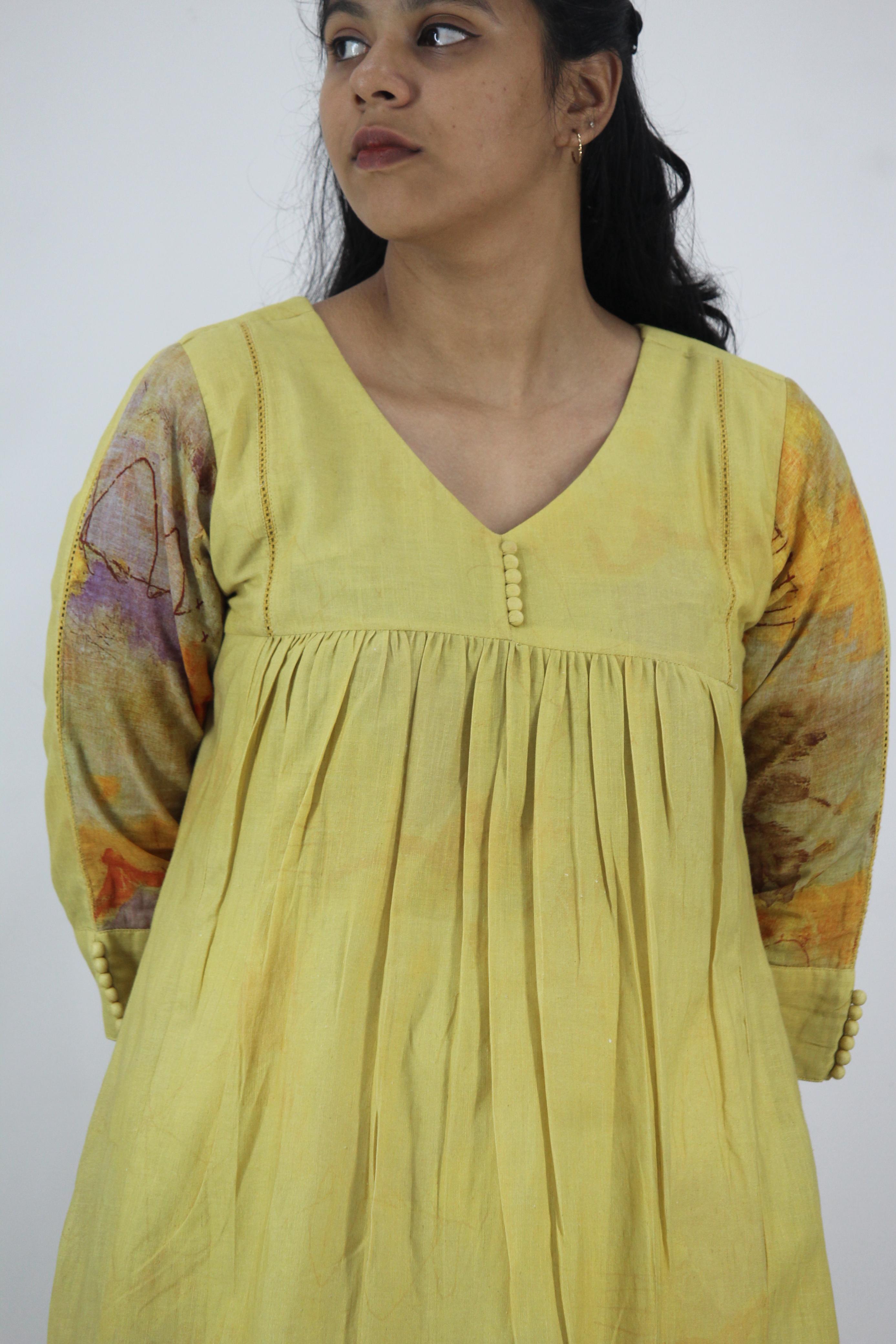 Linen Cotton Daman A-Line Kurta