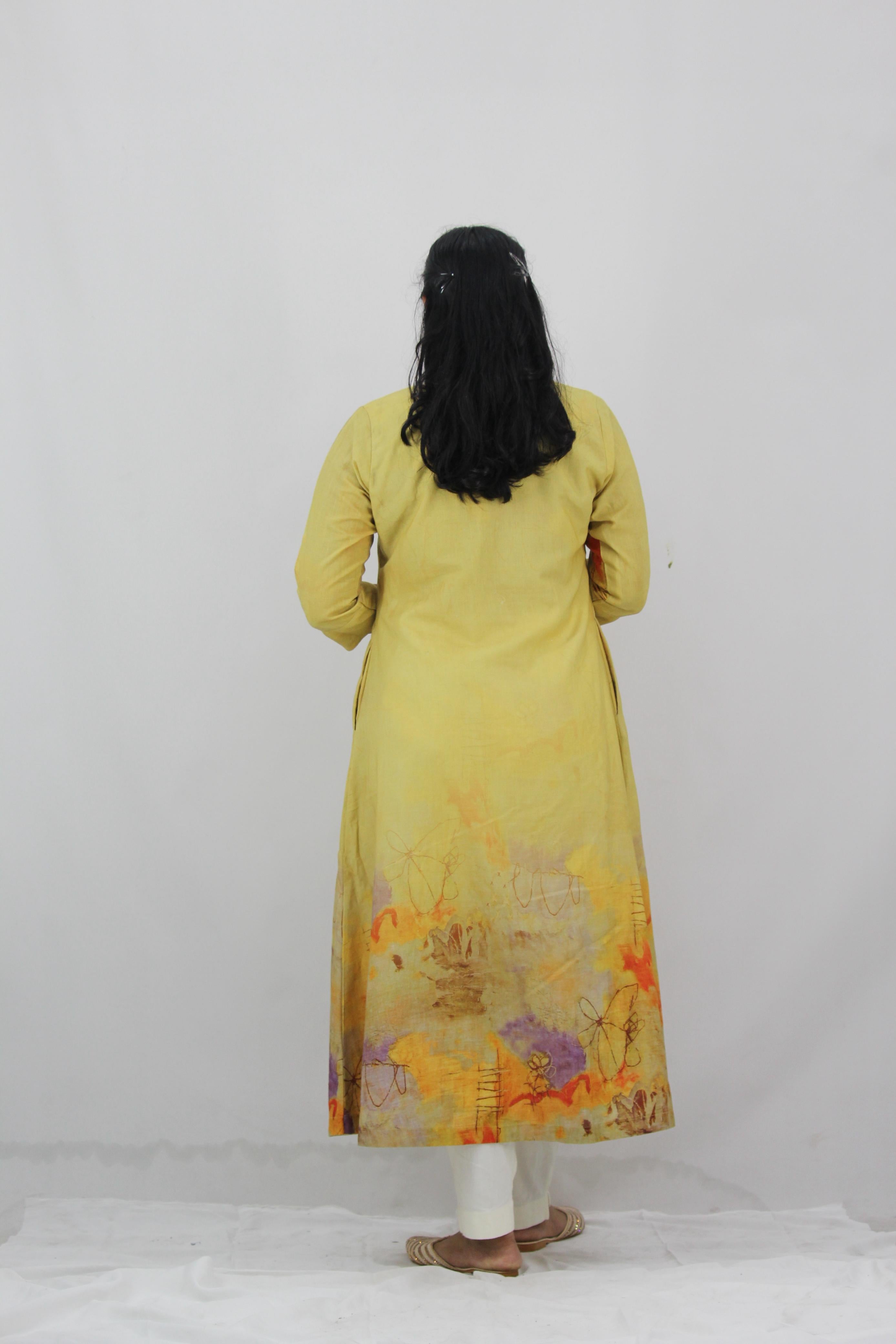 Linen Cotton Daman A-Line Kurta