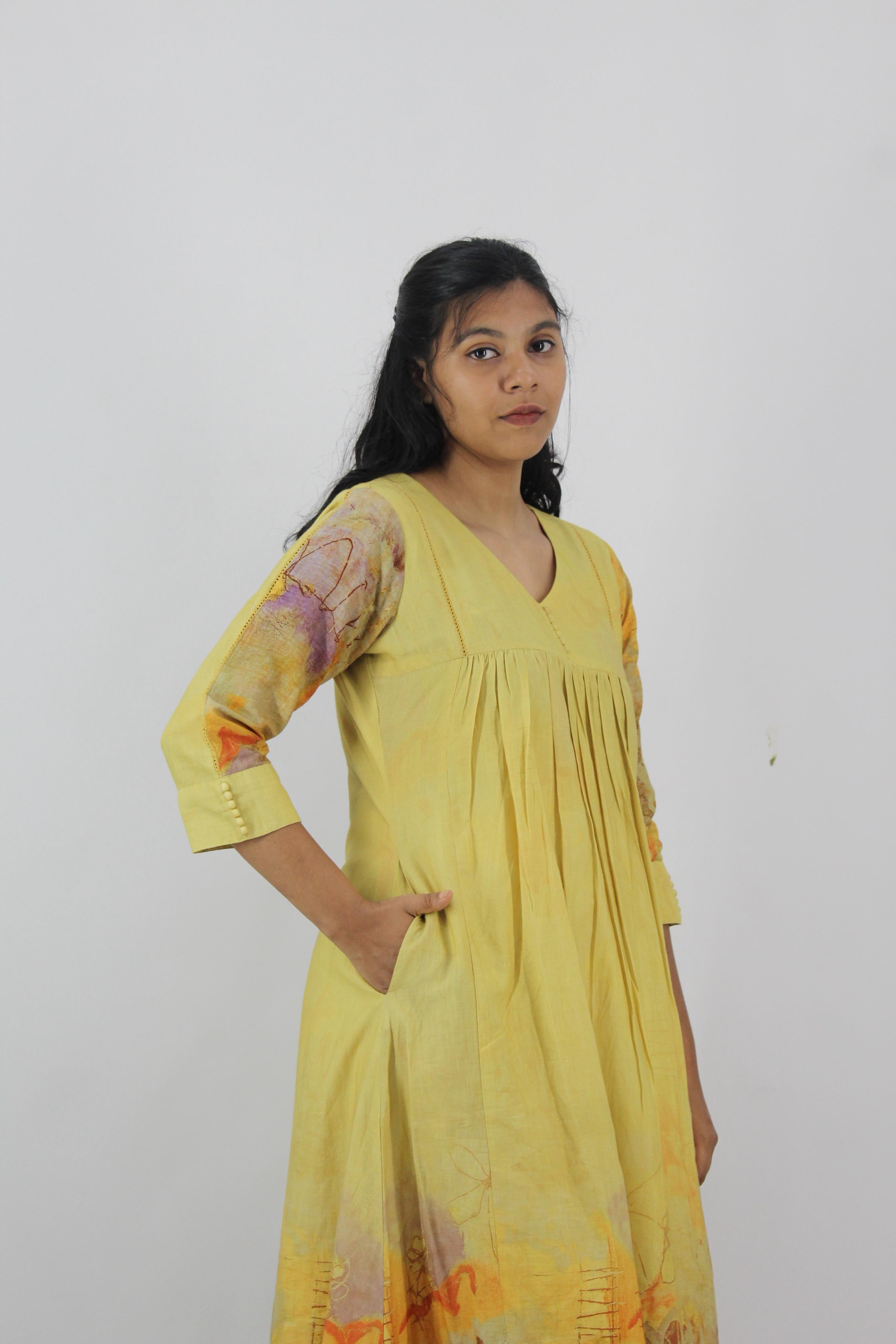 Linen Cotton Daman A-Line Kurta