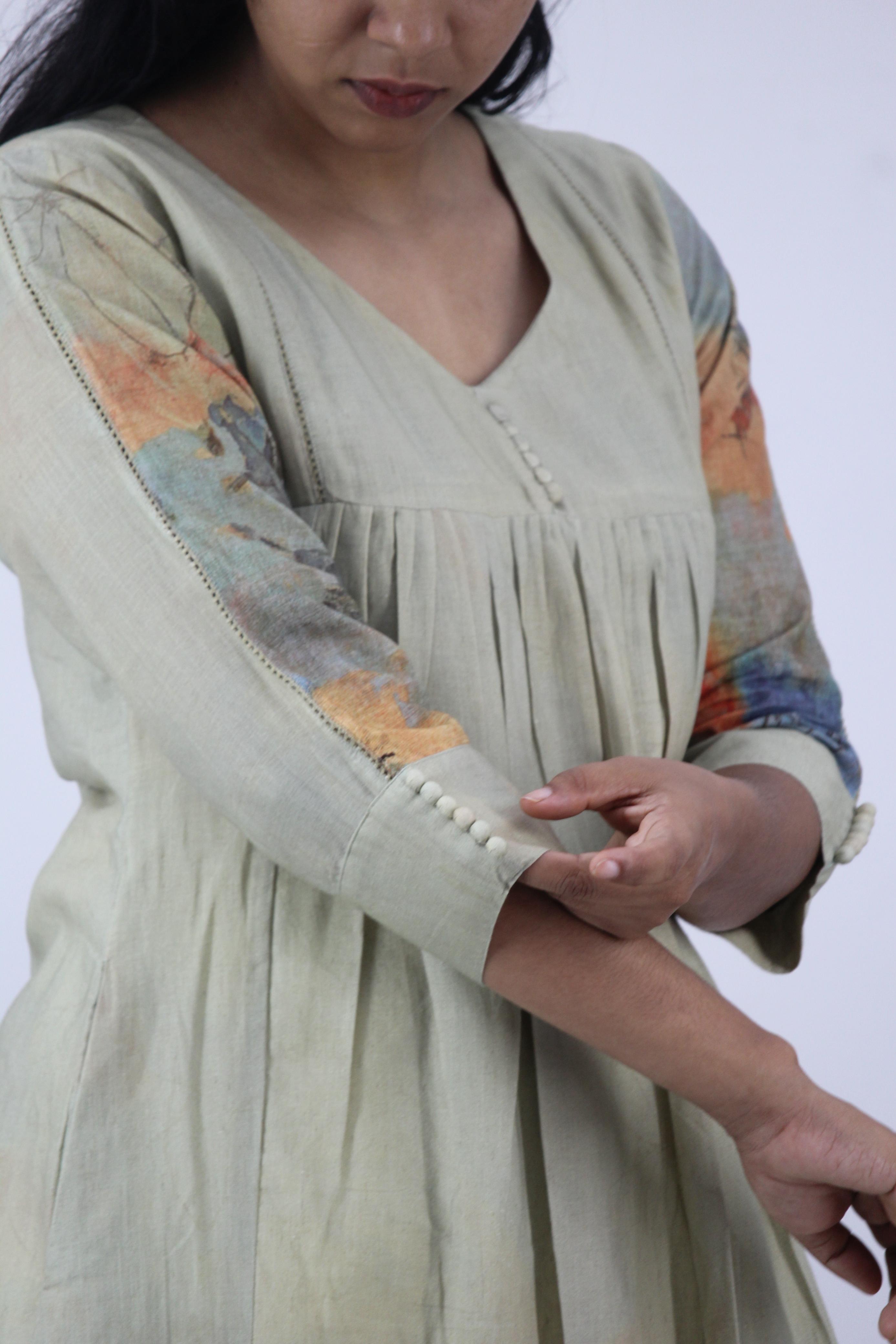Linen Cotton Daman A-Line Kurta